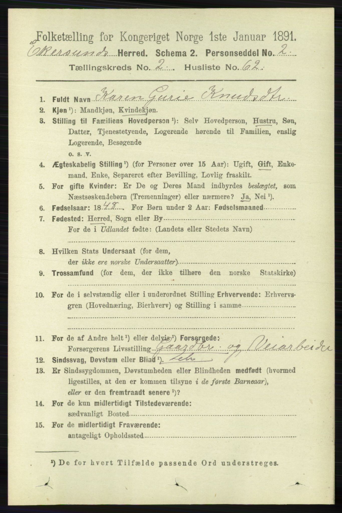 RA, 1891 census for 1116 Eigersund herred, 1891, p. 802