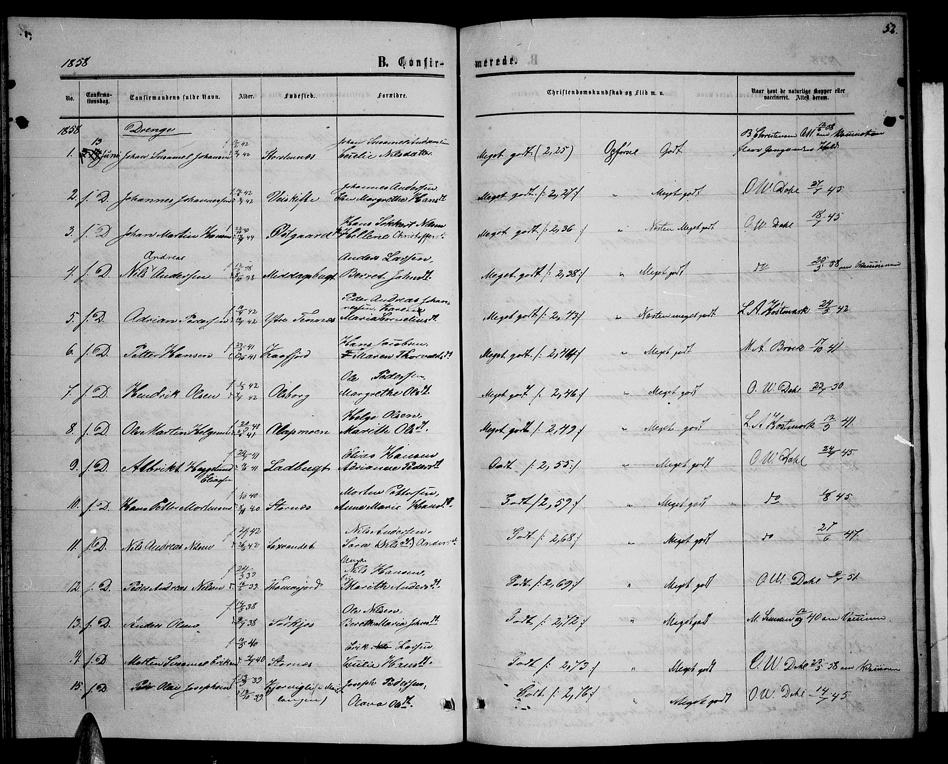 Balsfjord sokneprestembete, SATØ/S-1303/G/Ga/L0005klokker: Parish register (copy) no. 5, 1856-1862, p. 52