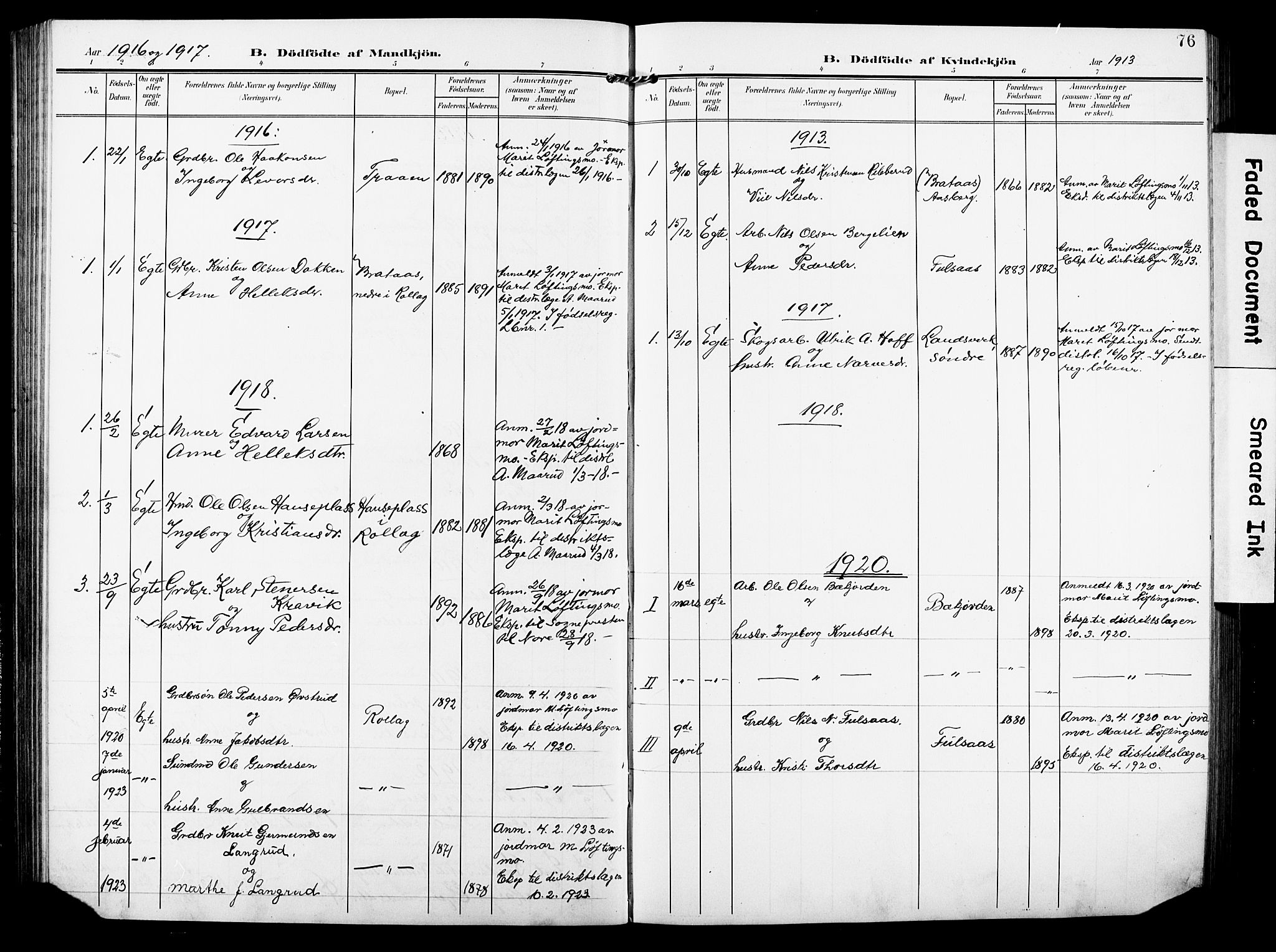 Rollag kirkebøker, AV/SAKO-A-240/G/Ga/L0005: Parish register (copy) no. I 5, 1904-1932, p. 76