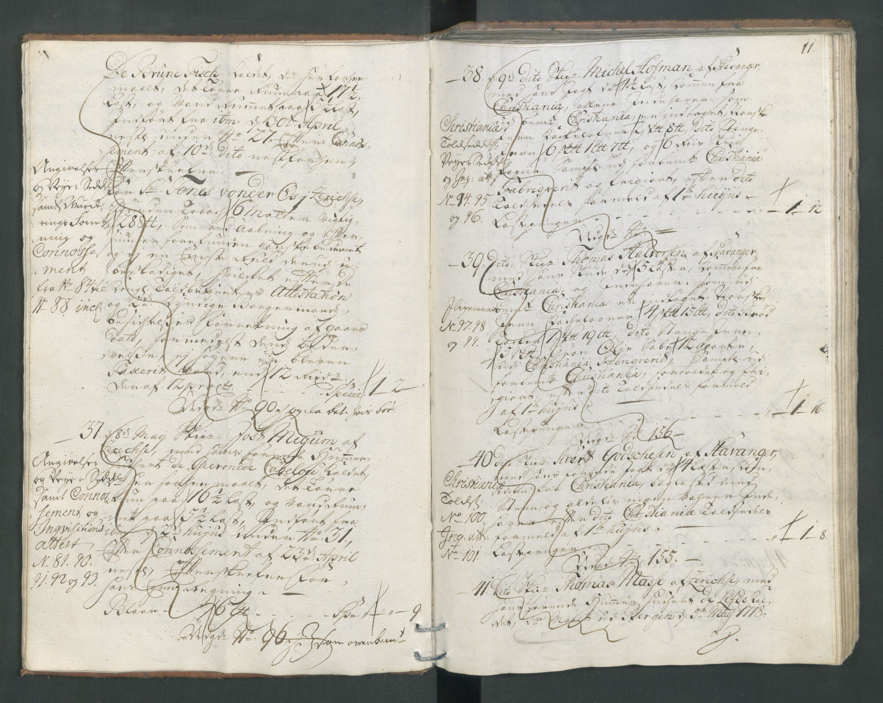 Generaltollkammeret, tollregnskaper, AV/RA-EA-5490/R22/L0011/0001: Tollregnskaper Stavanger / Hovedtollbok, 1731, p. 10b-11a