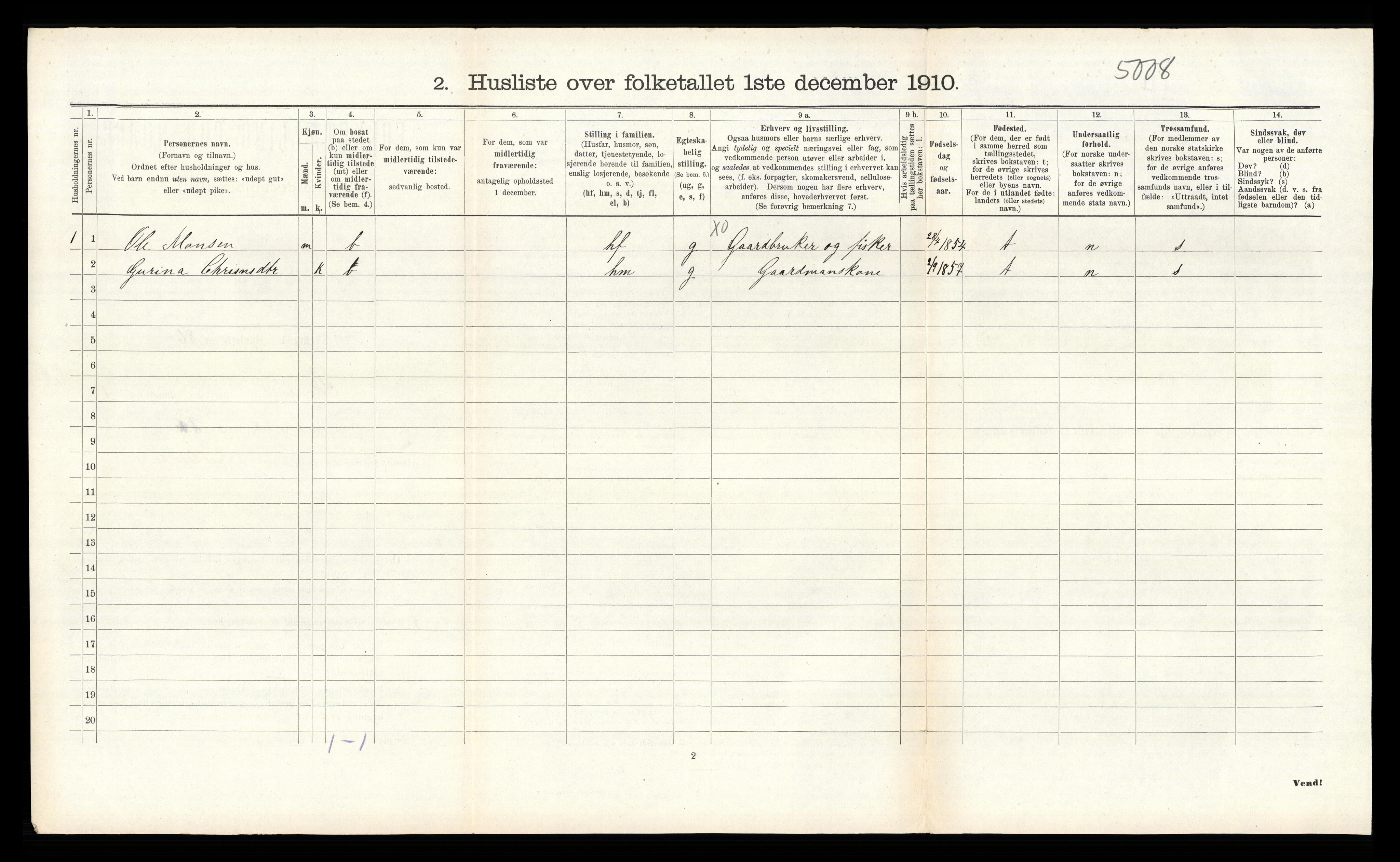 RA, 1910 census for Skudenes, 1910, p. 208