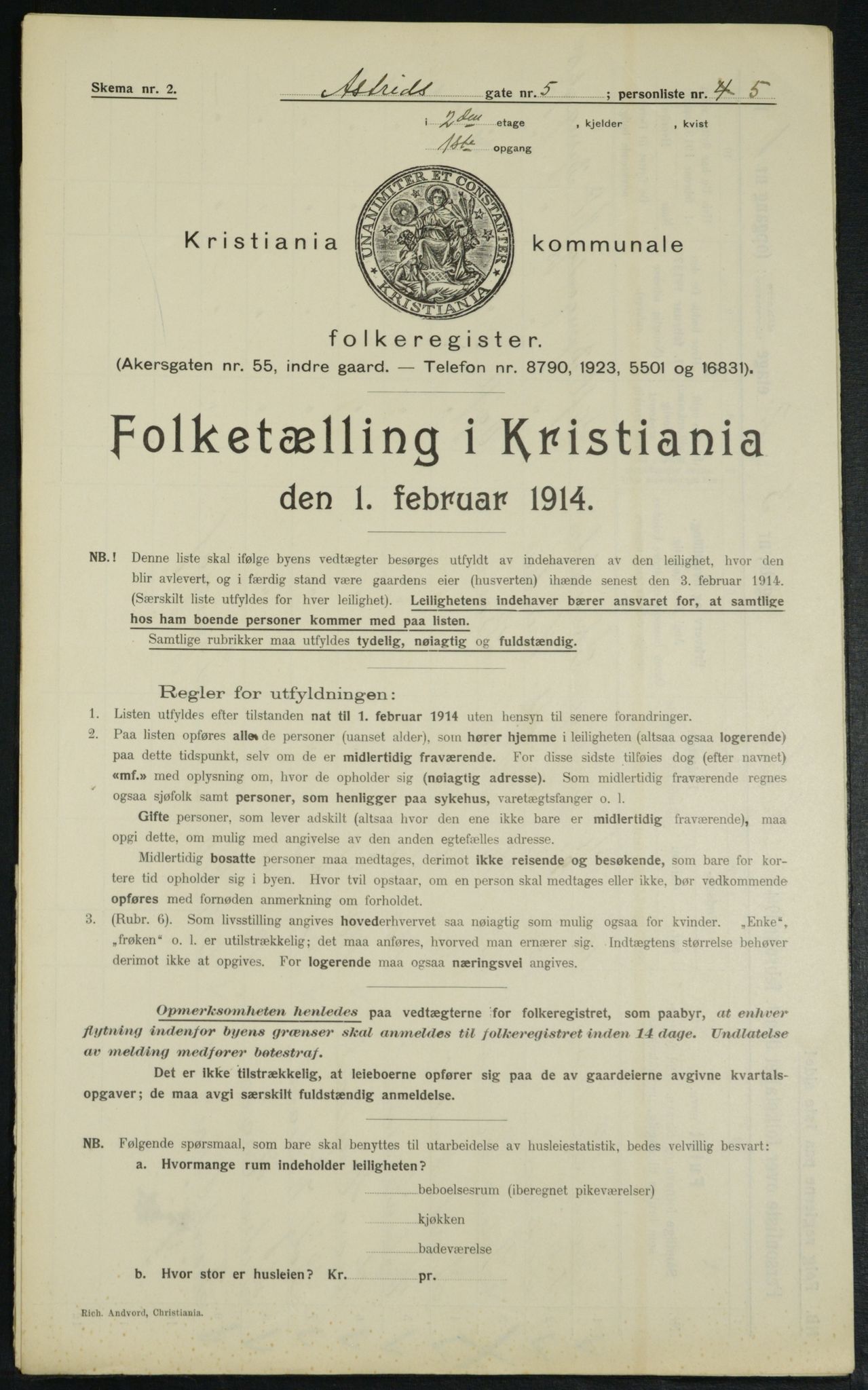 OBA, Municipal Census 1914 for Kristiania, 1914, p. 17339