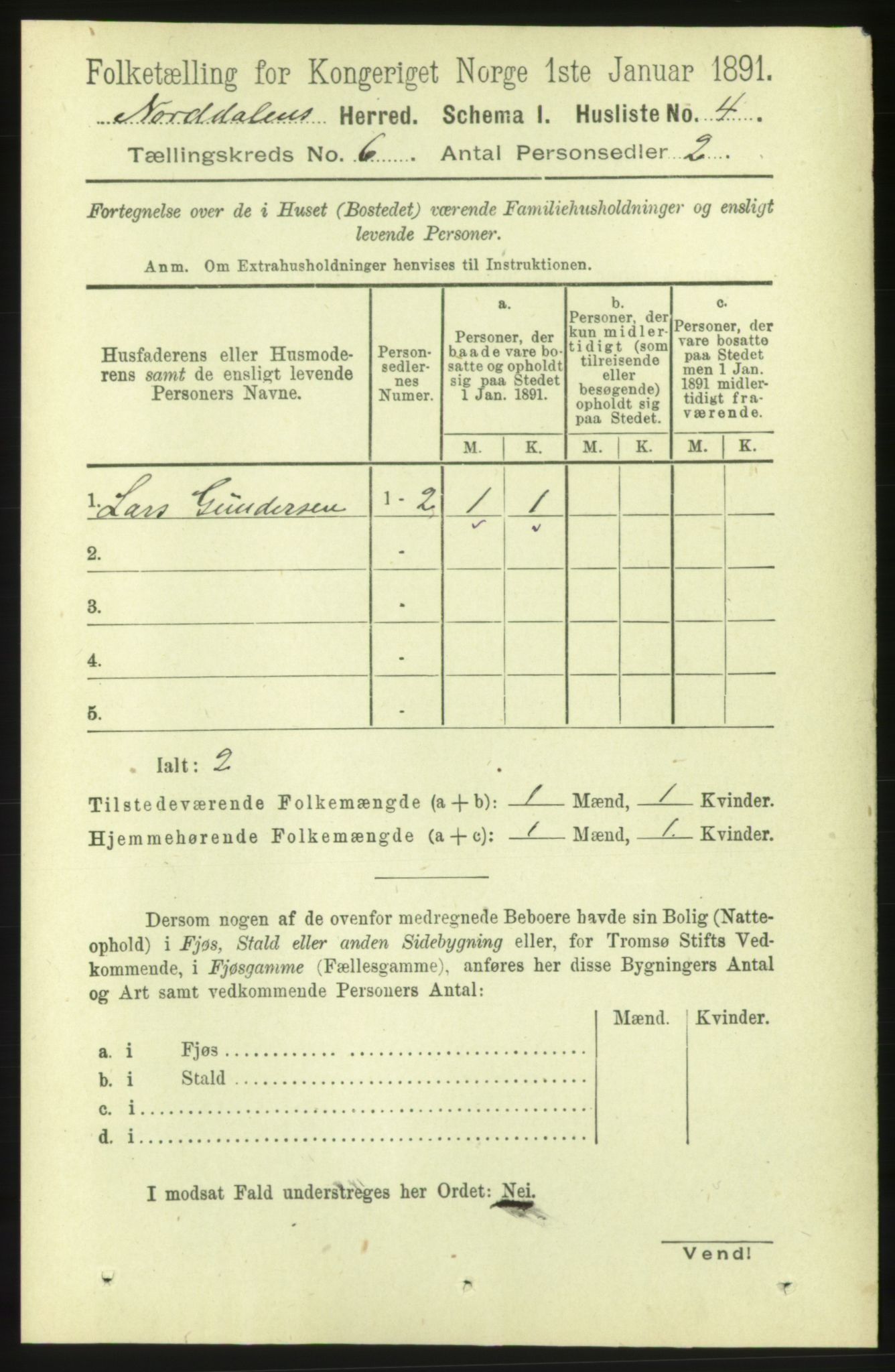 RA, 1891 census for 1524 Norddal, 1891, p. 1148