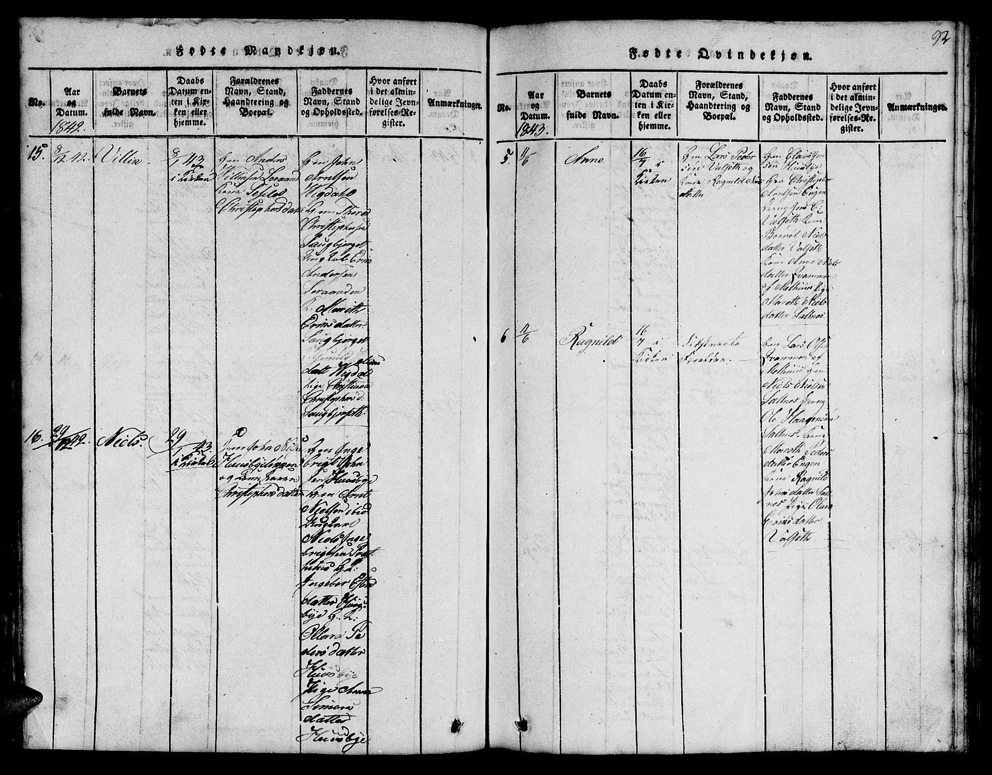 Ministerialprotokoller, klokkerbøker og fødselsregistre - Sør-Trøndelag, SAT/A-1456/666/L0788: Parish register (copy) no. 666C01, 1816-1847, p. 92
