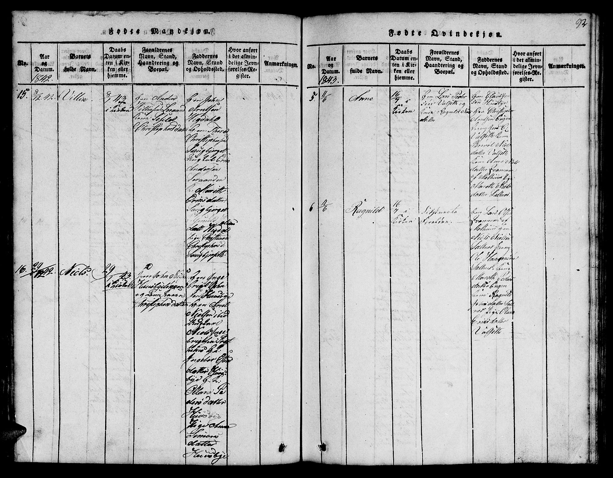 Ministerialprotokoller, klokkerbøker og fødselsregistre - Sør-Trøndelag, AV/SAT-A-1456/666/L0788: Parish register (copy) no. 666C01, 1816-1847, p. 92