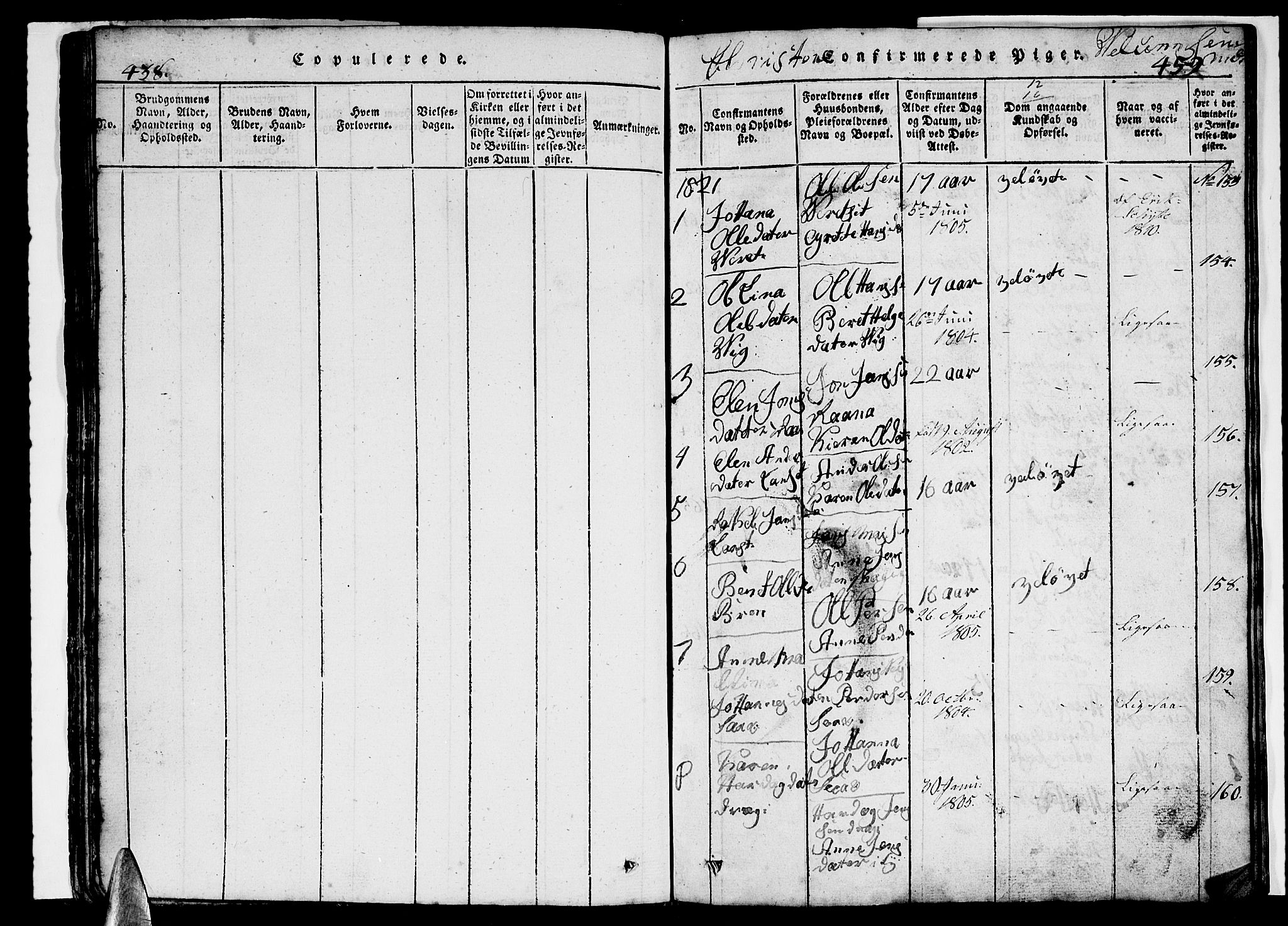 Ministerialprotokoller, klokkerbøker og fødselsregistre - Nordland, SAT/A-1459/847/L0676: Parish register (copy) no. 847C04, 1821-1853, p. 438-459