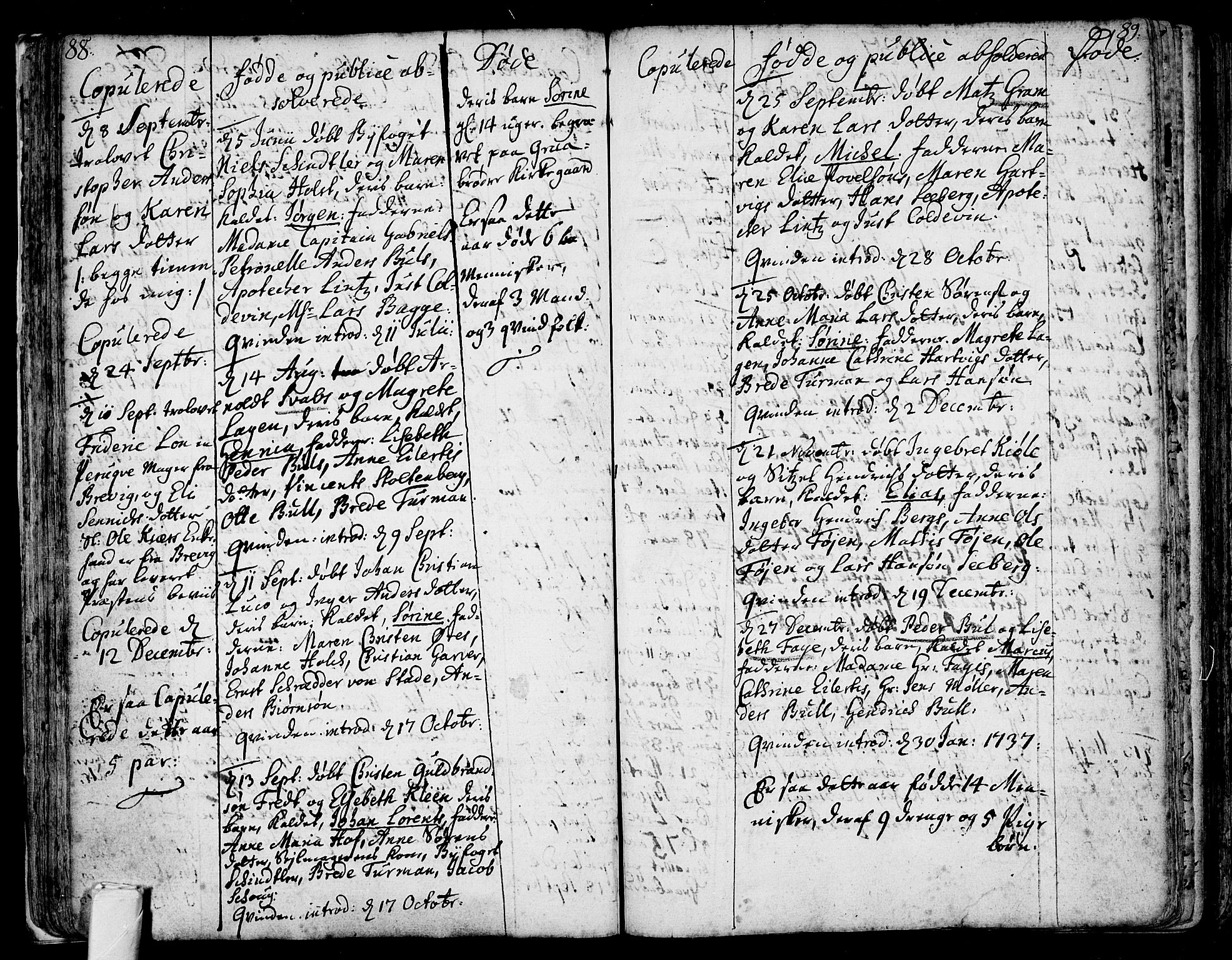 Tønsberg kirkebøker, AV/SAKO-A-330/F/Fb/L0001: Parish register (official) no. II 1, 1690-1796, p. 88-89