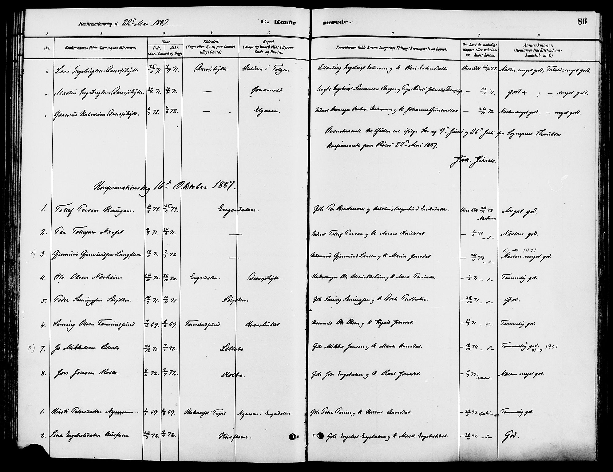 Engerdal prestekontor, SAH/PREST-048/H/Ha/Haa/L0001: Parish register (official) no. 1, 1881-1898, p. 86