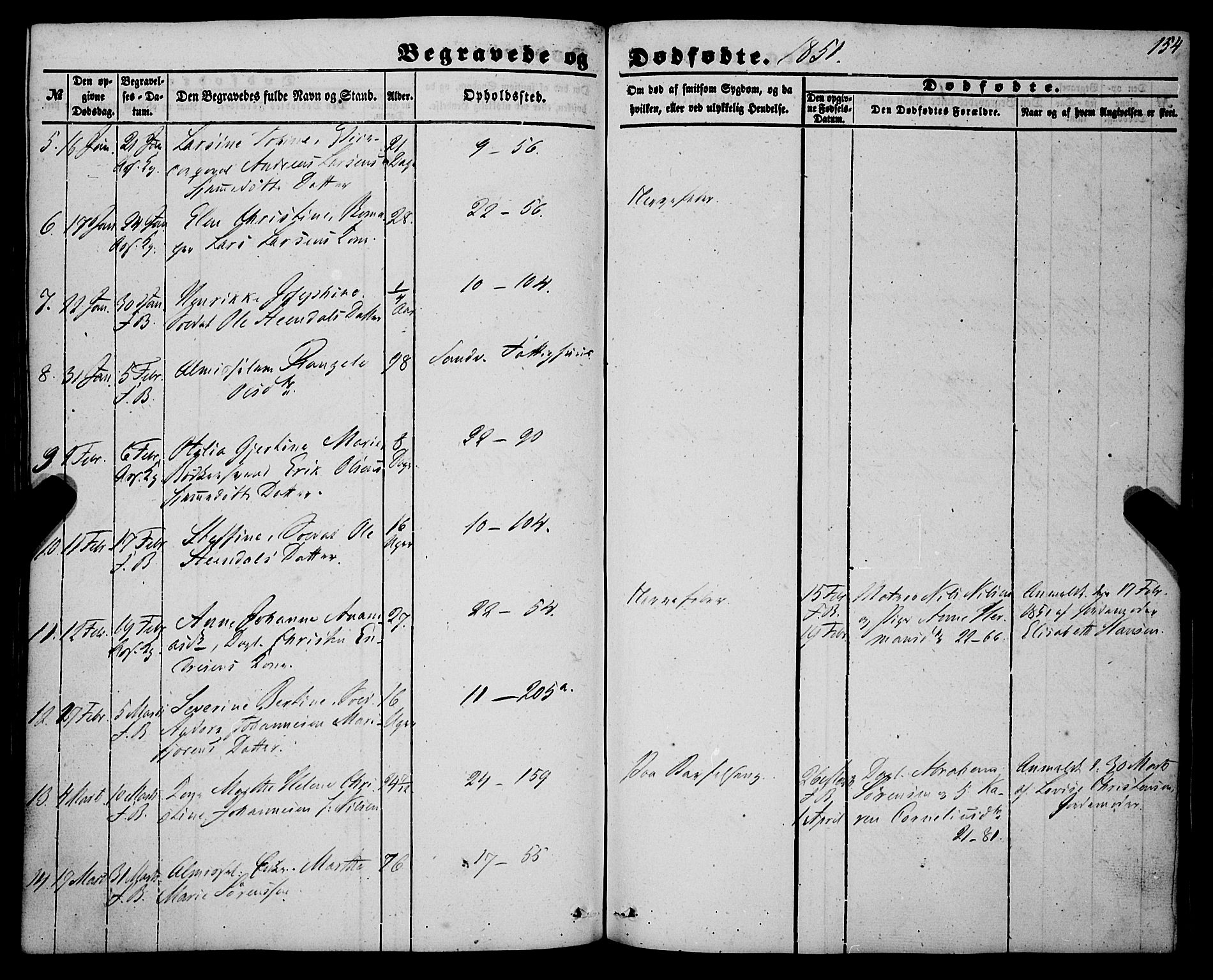 Korskirken sokneprestembete, AV/SAB-A-76101/H/Haa: Parish register (official) no. E 2, 1848-1862, p. 154