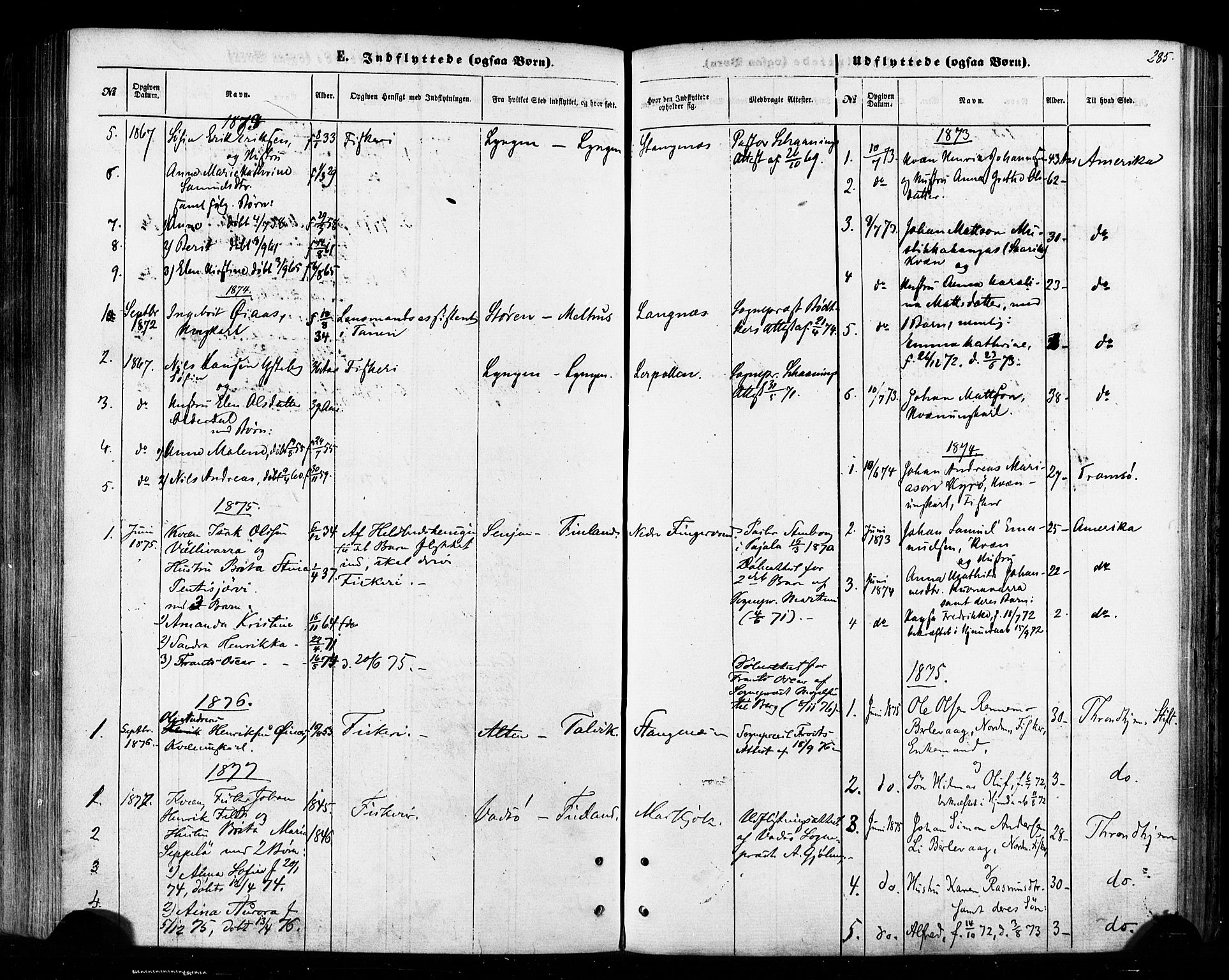 Tana sokneprestkontor, SATØ/S-1334/H/Ha/L0002kirke: Parish register (official) no. 2 /1, 1861-1877, p. 285