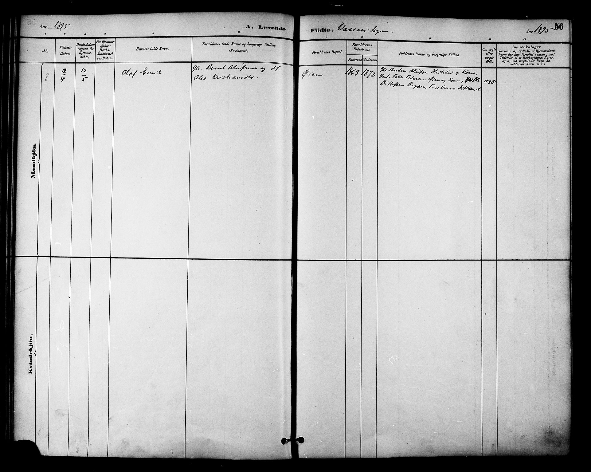 Ministerialprotokoller, klokkerbøker og fødselsregistre - Nordland, AV/SAT-A-1459/810/L0150: Parish register (official) no. 810A10 /1, 1884-1895, p. 56