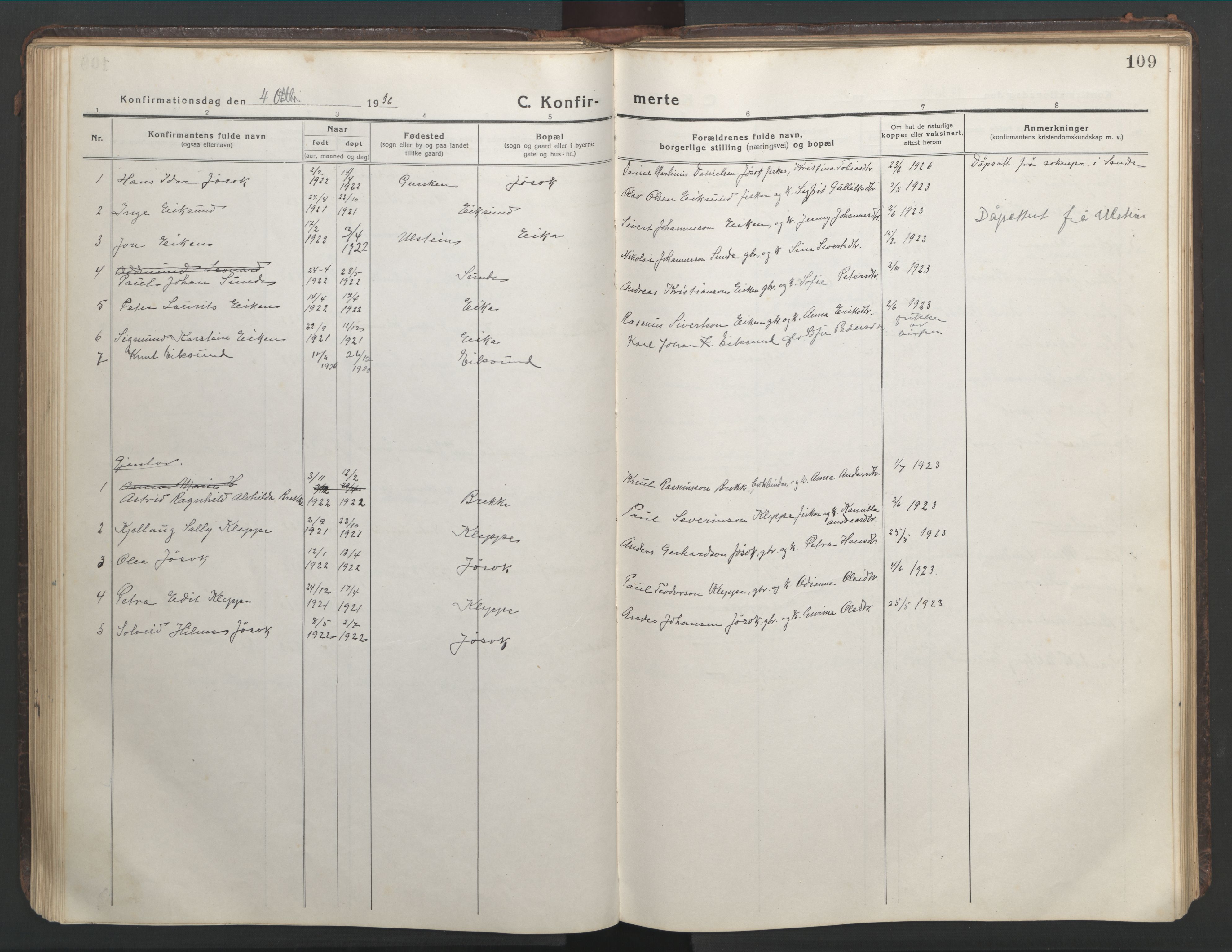 Ministerialprotokoller, klokkerbøker og fødselsregistre - Møre og Romsdal, AV/SAT-A-1454/508/L0099: Parish register (copy) no. 508C03, 1917-1947, p. 109