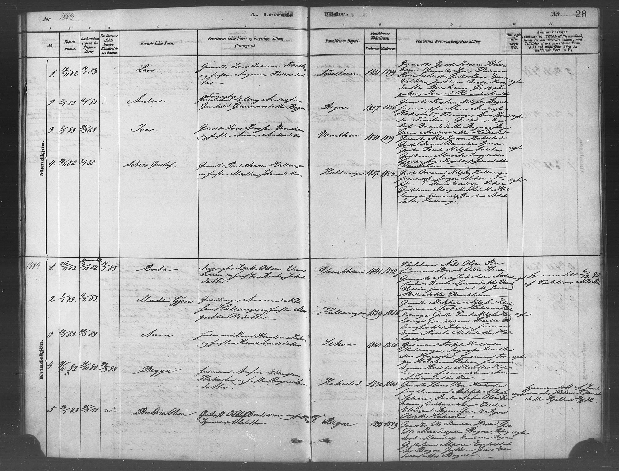 Ulvik sokneprestembete, AV/SAB-A-78801/H/Haa: Parish register (official) no. B 1, 1878-1897, p. 28