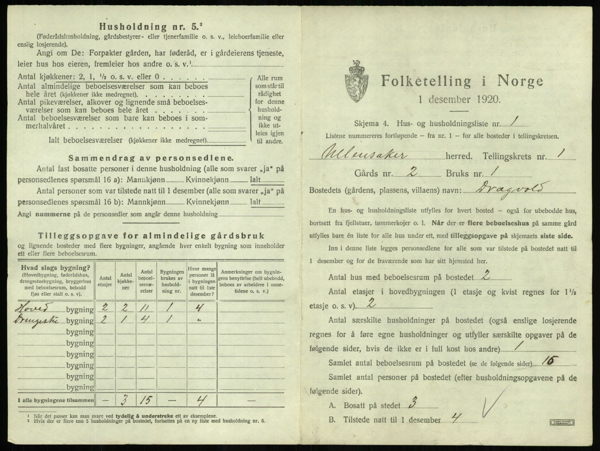 SAO, 1920 census for Ullensaker, 1920, p. 57