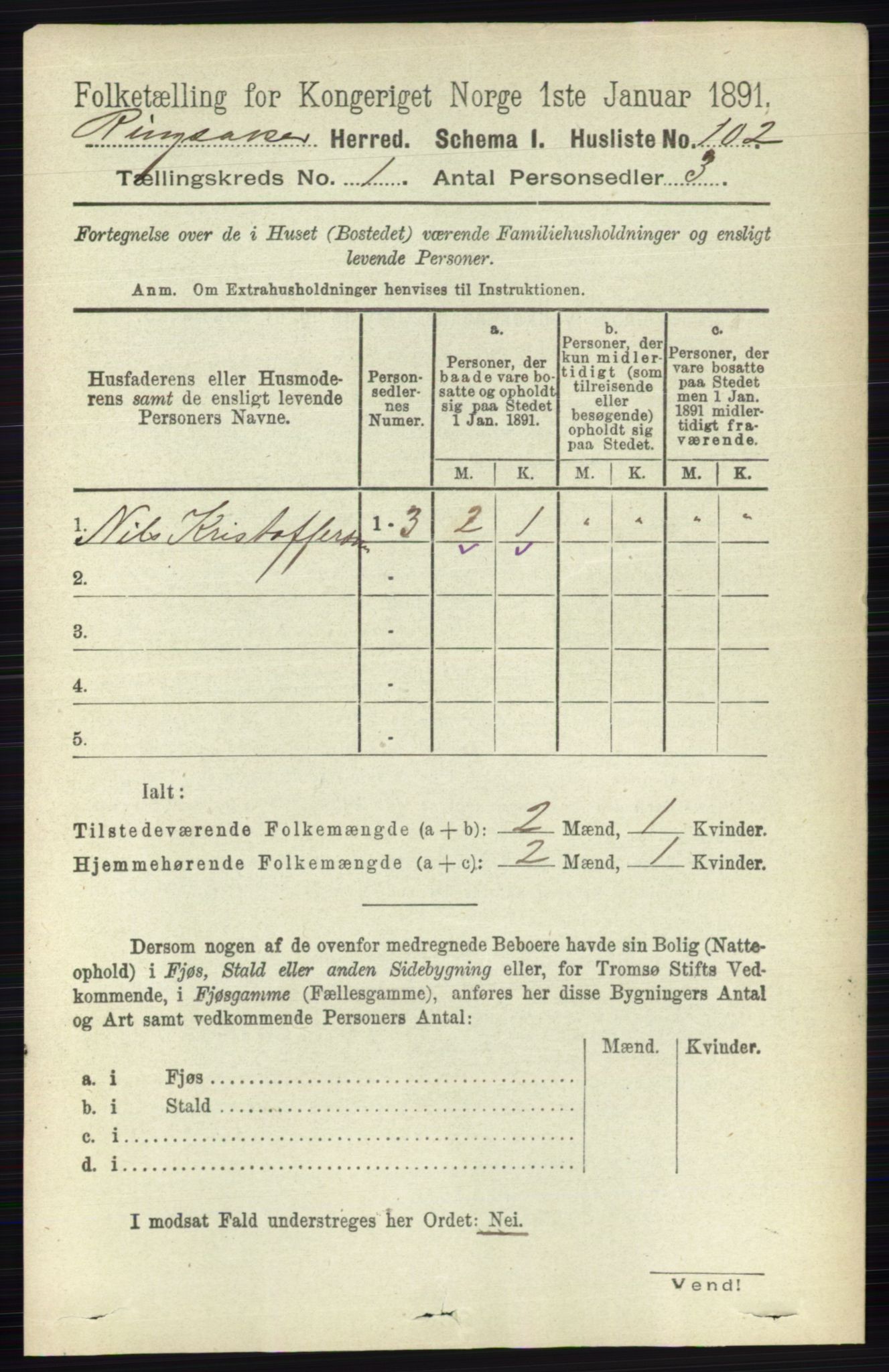 RA, 1891 census for 0412 Ringsaker, 1891, p. 168