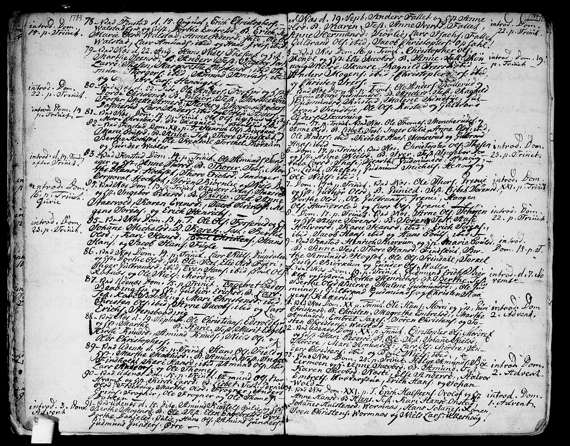 Nes prestekontor Kirkebøker, SAO/A-10410/F/Fa/L0004: Parish register (official) no. I 4, 1781-1816, p. 12
