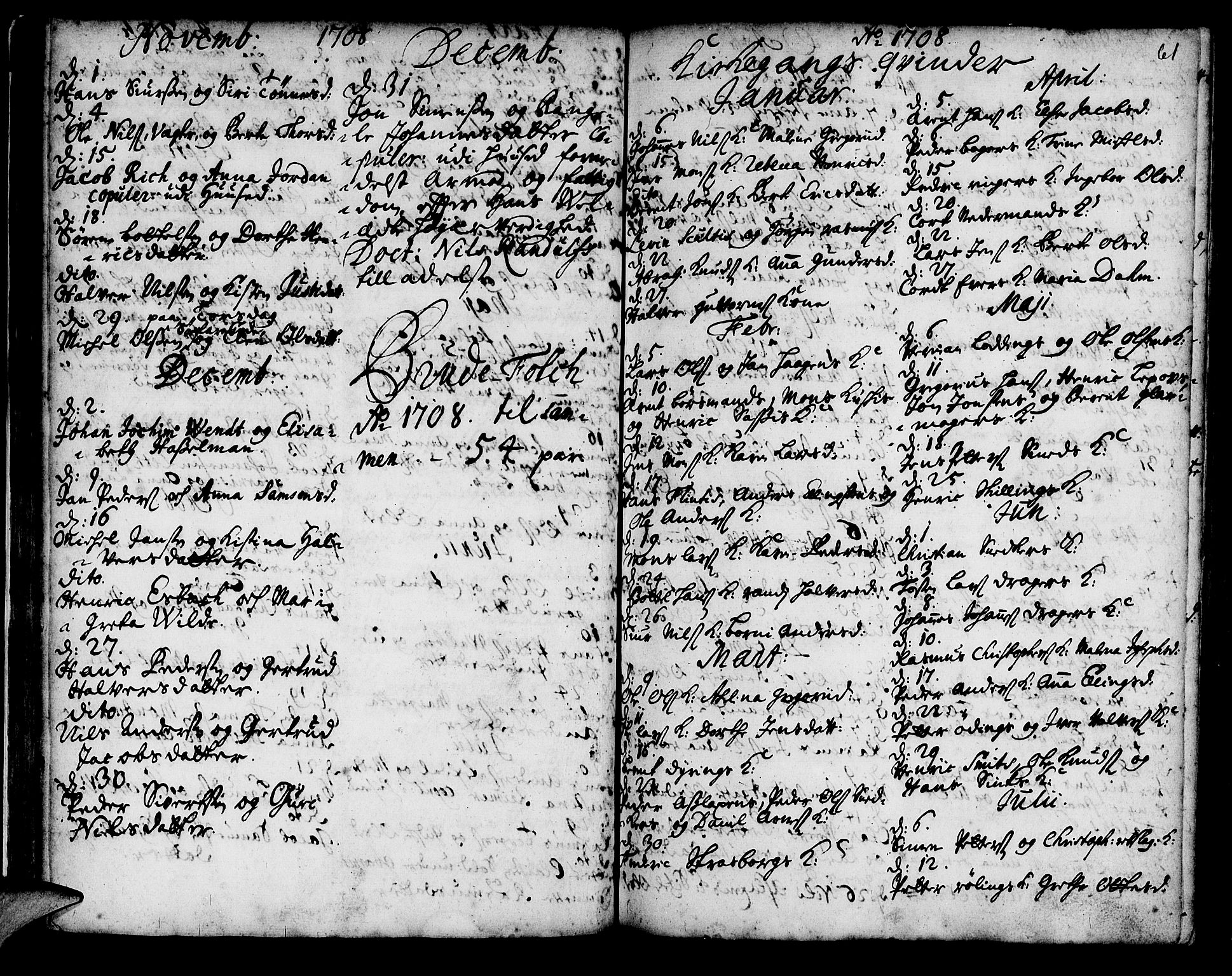 Korskirken sokneprestembete, AV/SAB-A-76101/H/Haa/L0008: Parish register (official) no. A 8, 1698-1747, p. 61