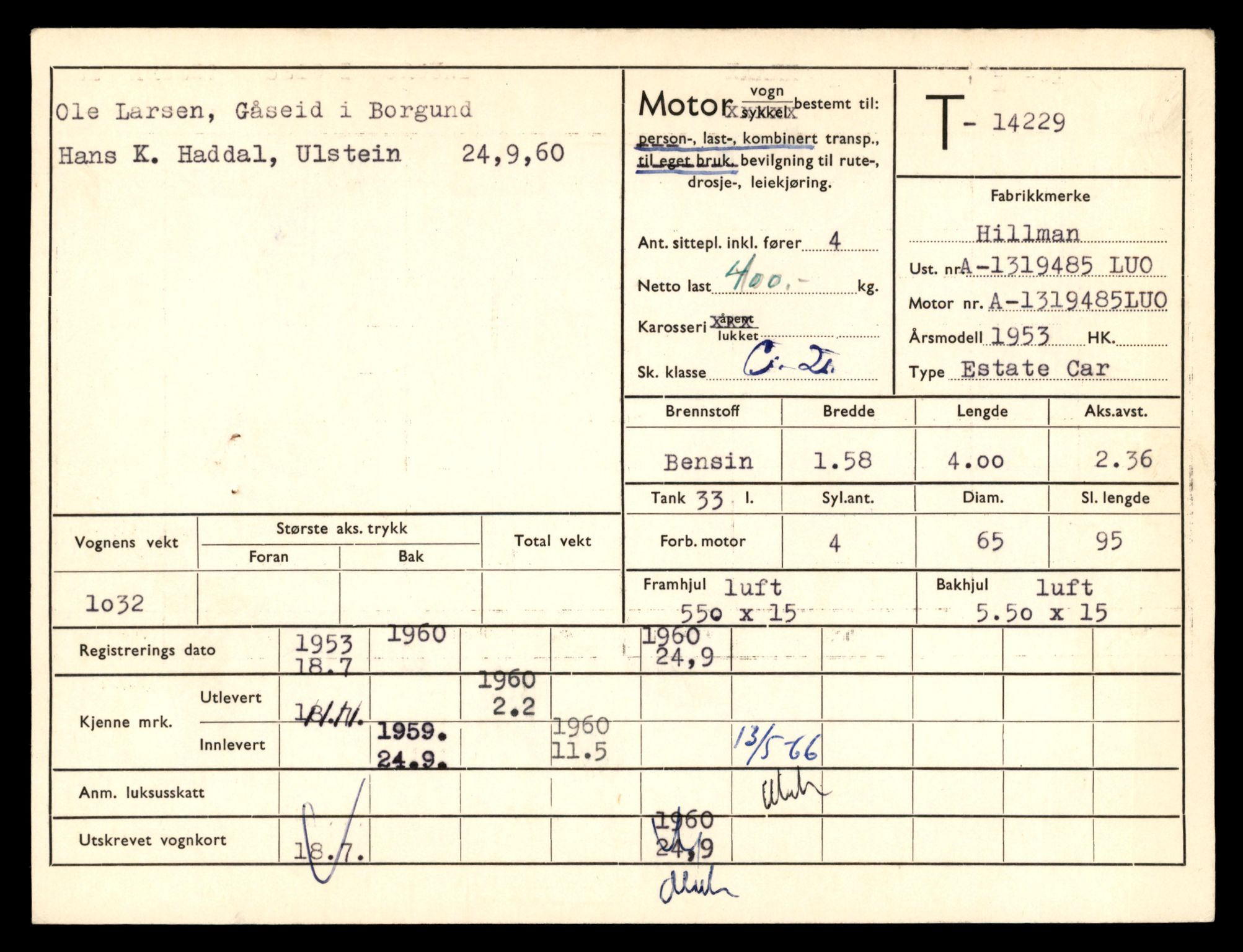 Møre og Romsdal vegkontor - Ålesund trafikkstasjon, AV/SAT-A-4099/F/Fe/L0044: Registreringskort for kjøretøy T 14205 - T 14319, 1927-1998, p. 712