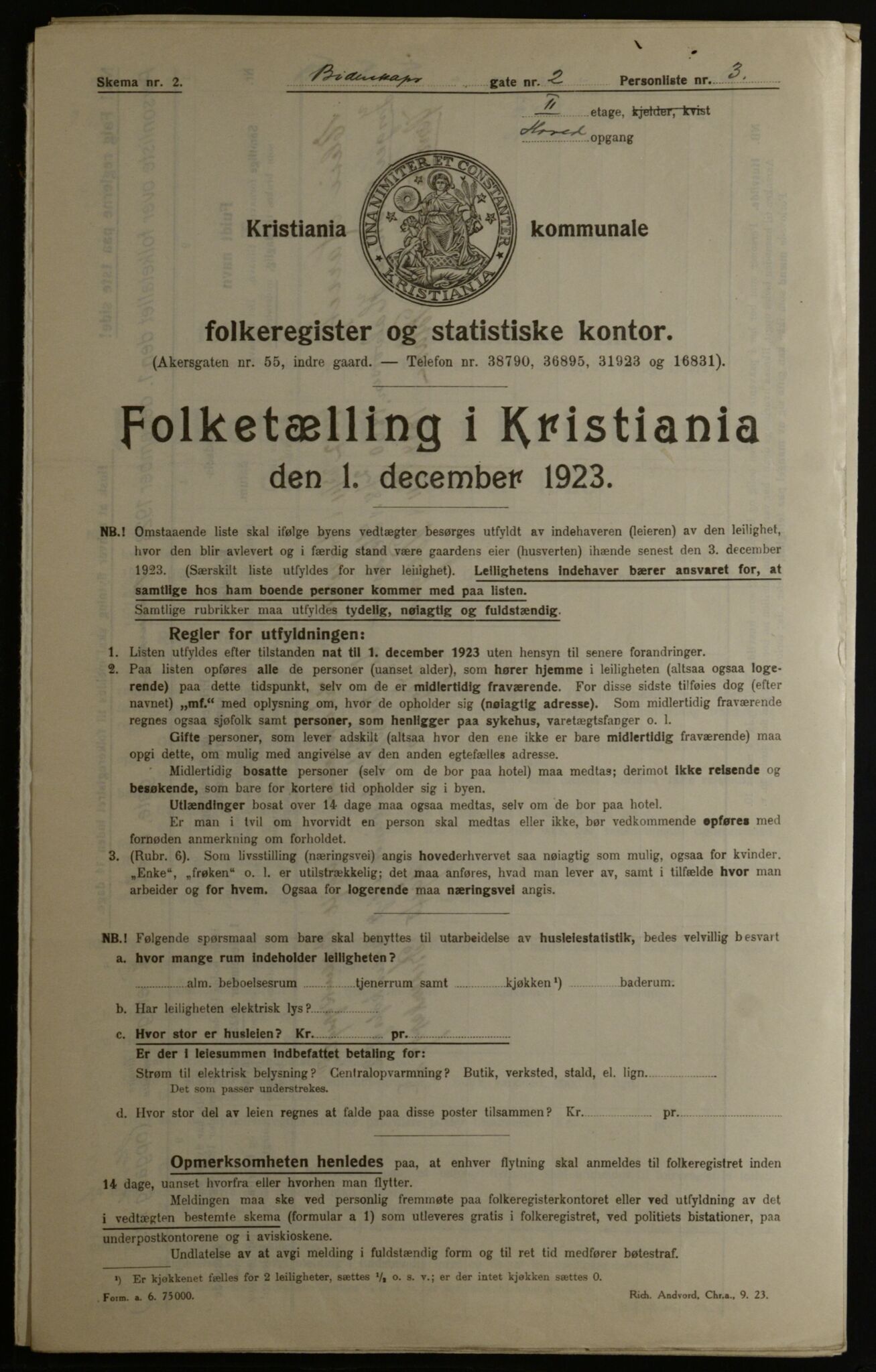 OBA, Municipal Census 1923 for Kristiania, 1923, p. 5763