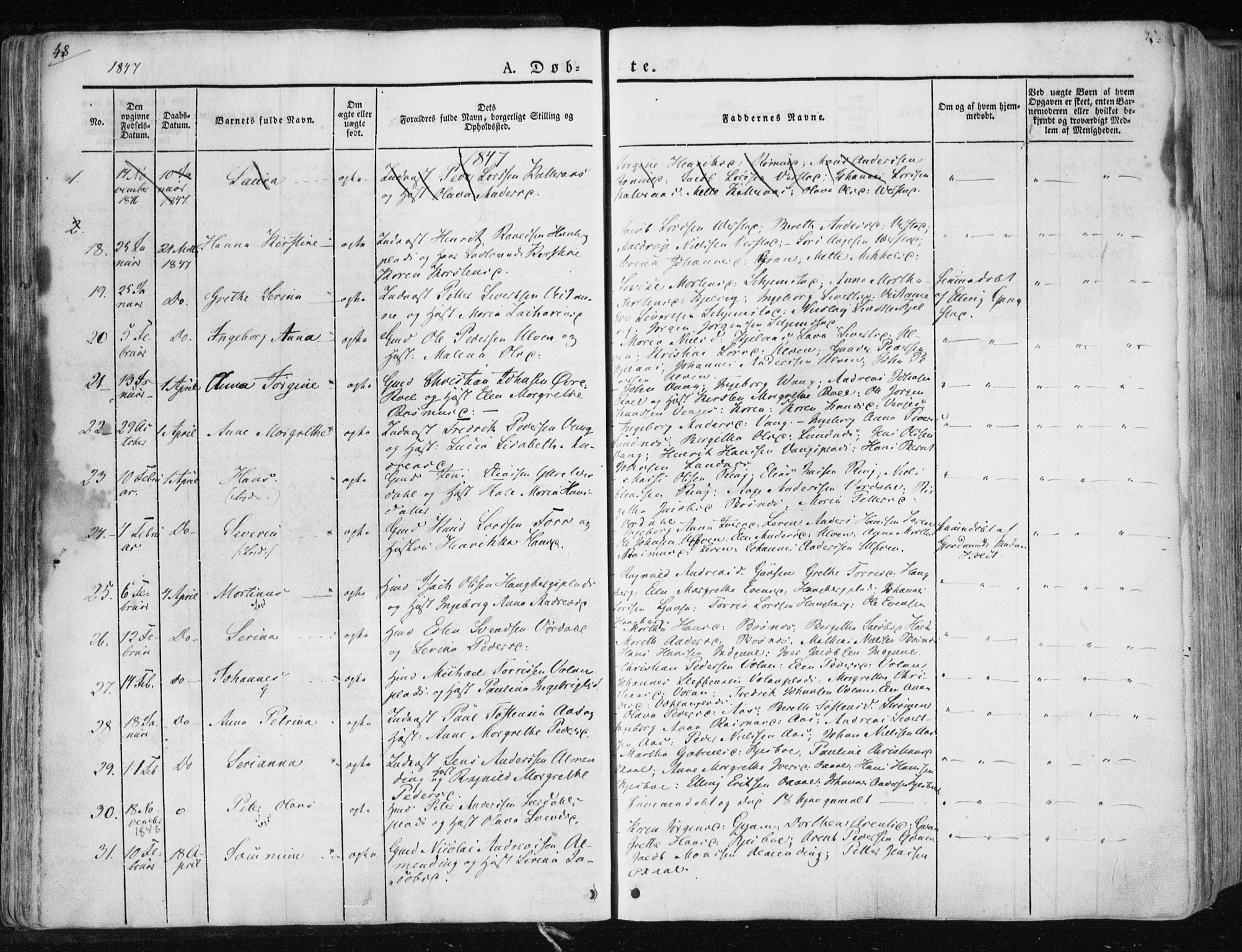 Ministerialprotokoller, klokkerbøker og fødselsregistre - Nord-Trøndelag, SAT/A-1458/730/L0280: Parish register (official) no. 730A07 /1, 1840-1854, p. 48