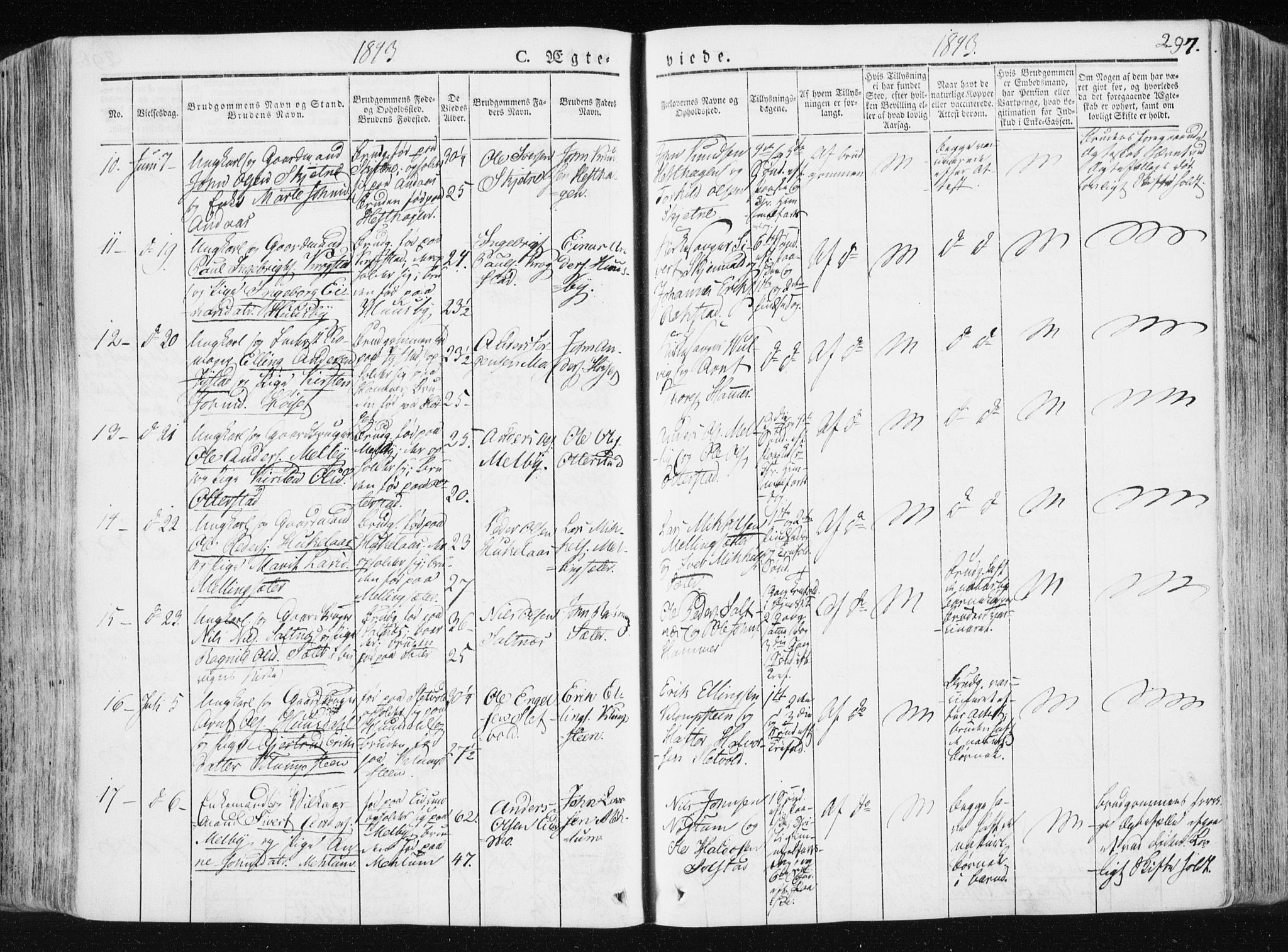 Ministerialprotokoller, klokkerbøker og fødselsregistre - Sør-Trøndelag, SAT/A-1456/665/L0771: Parish register (official) no. 665A06, 1830-1856, p. 297