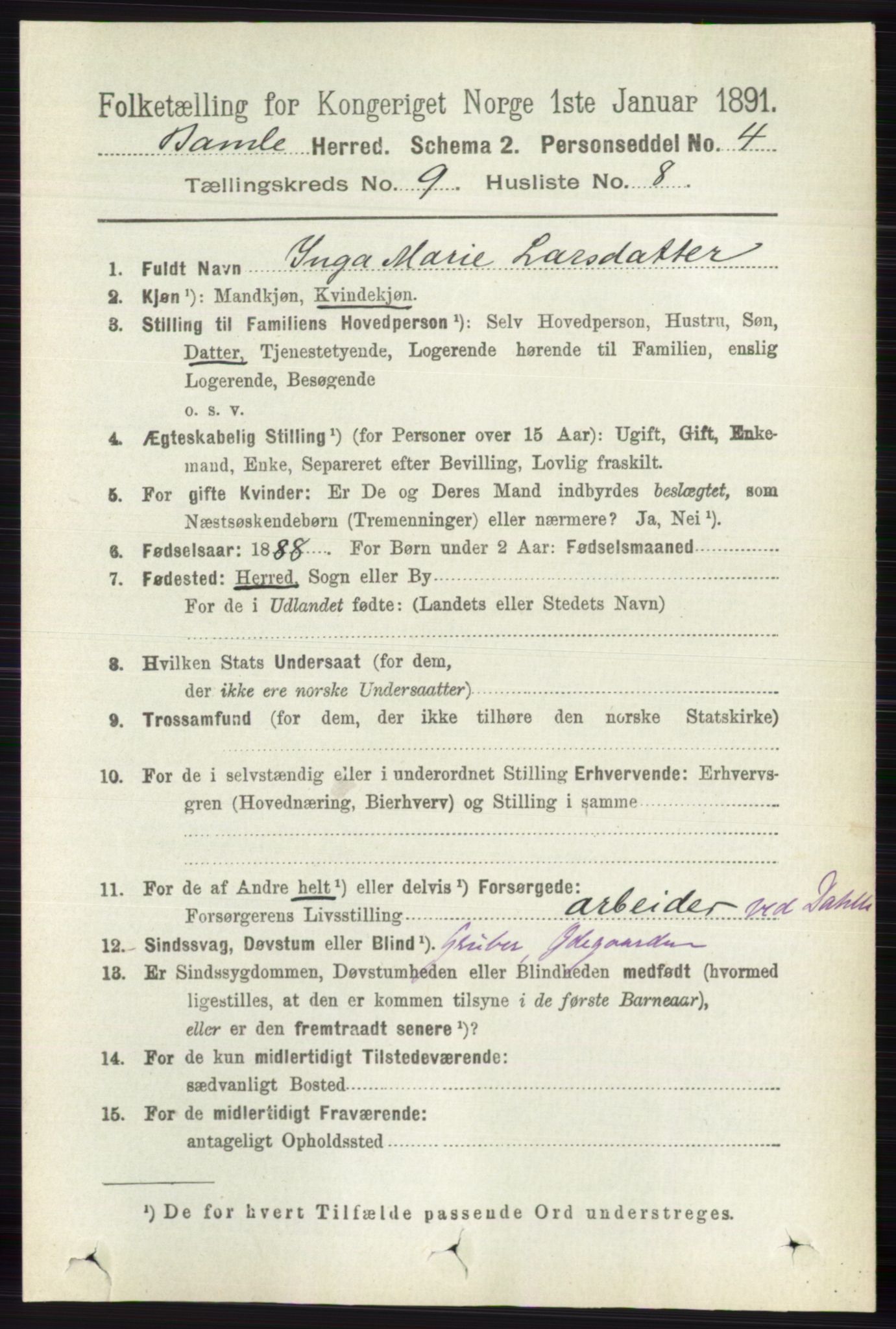 RA, 1891 census for 0814 Bamble, 1891, p. 4230