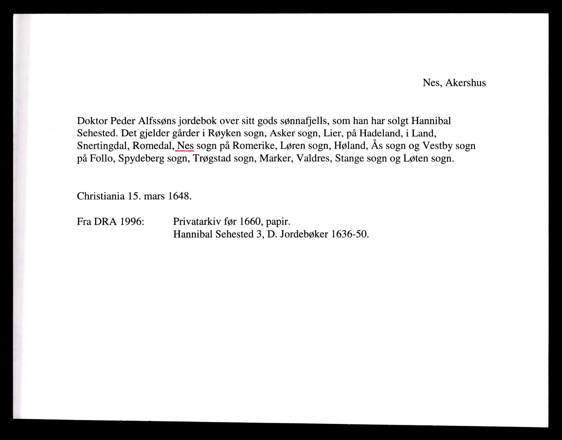 Riksarkivets diplomsamling, AV/RA-EA-5965/F35/F35e/L0006: Registreringssedler Akershus 2, 1400-1700, p. 661