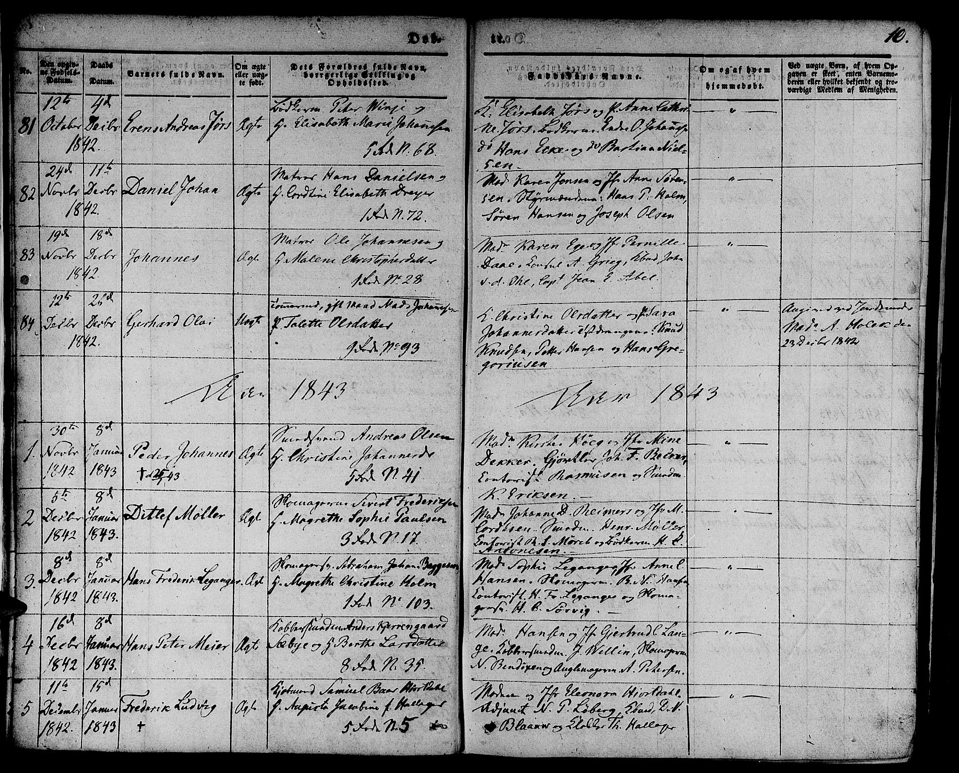 Nykirken Sokneprestembete, SAB/A-77101/H/Hab: Parish register (copy) no. B 1, 1842-1858, p. 10