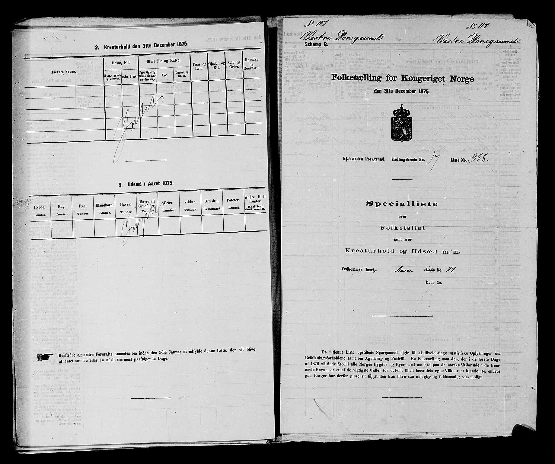 SAKO, 1875 census for 0805P Porsgrunn, 1875, p. 873