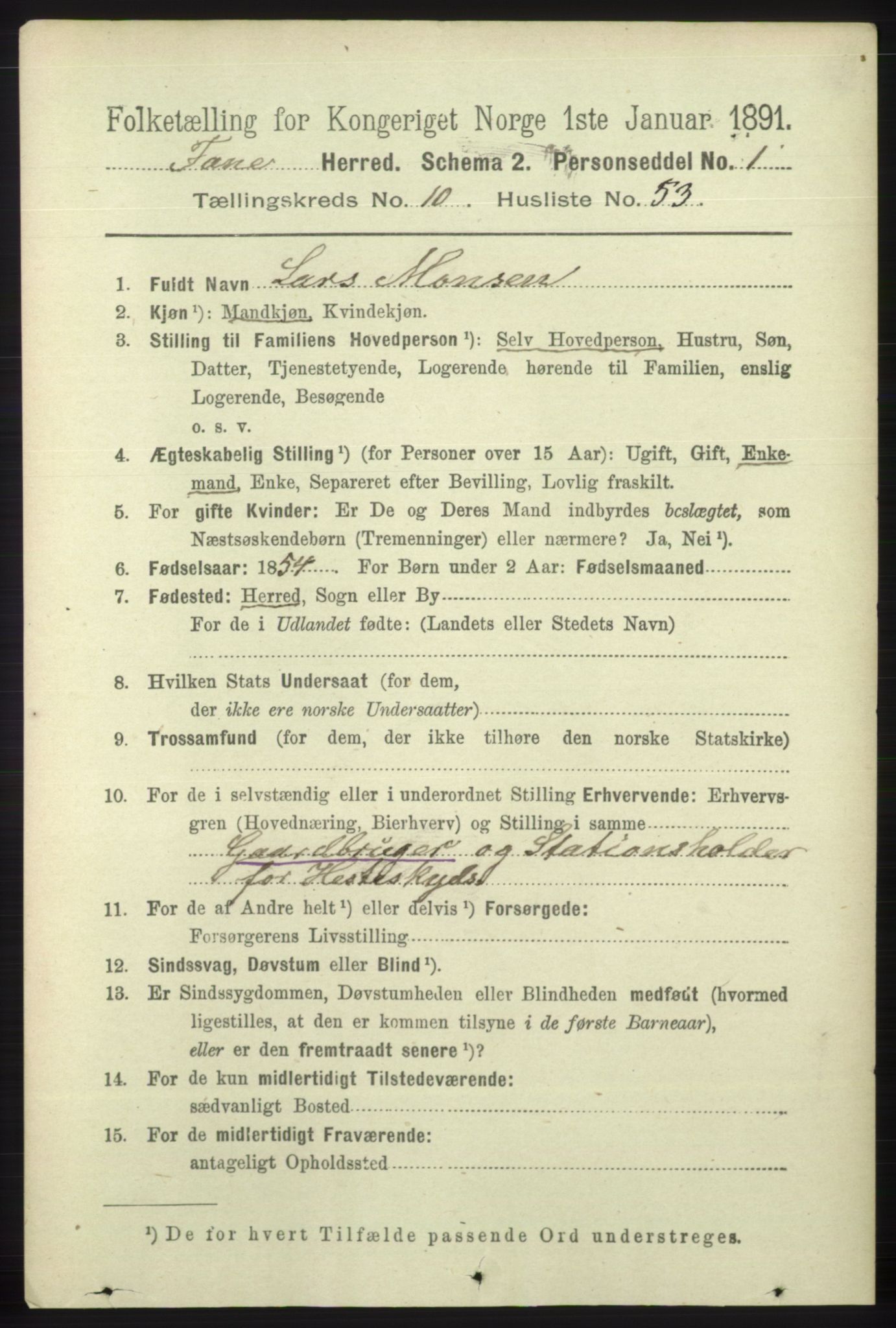 RA, 1891 census for 1249 Fana, 1891, p. 5790