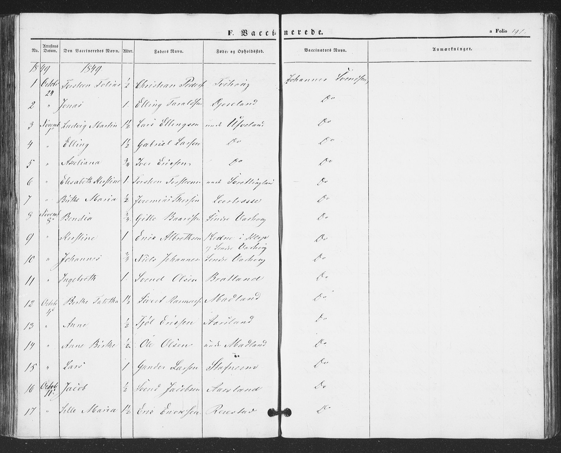 Hå sokneprestkontor, AV/SAST-A-101801/001/30BA/L0007: Parish register (official) no. A 6, 1842-1855, p. 191