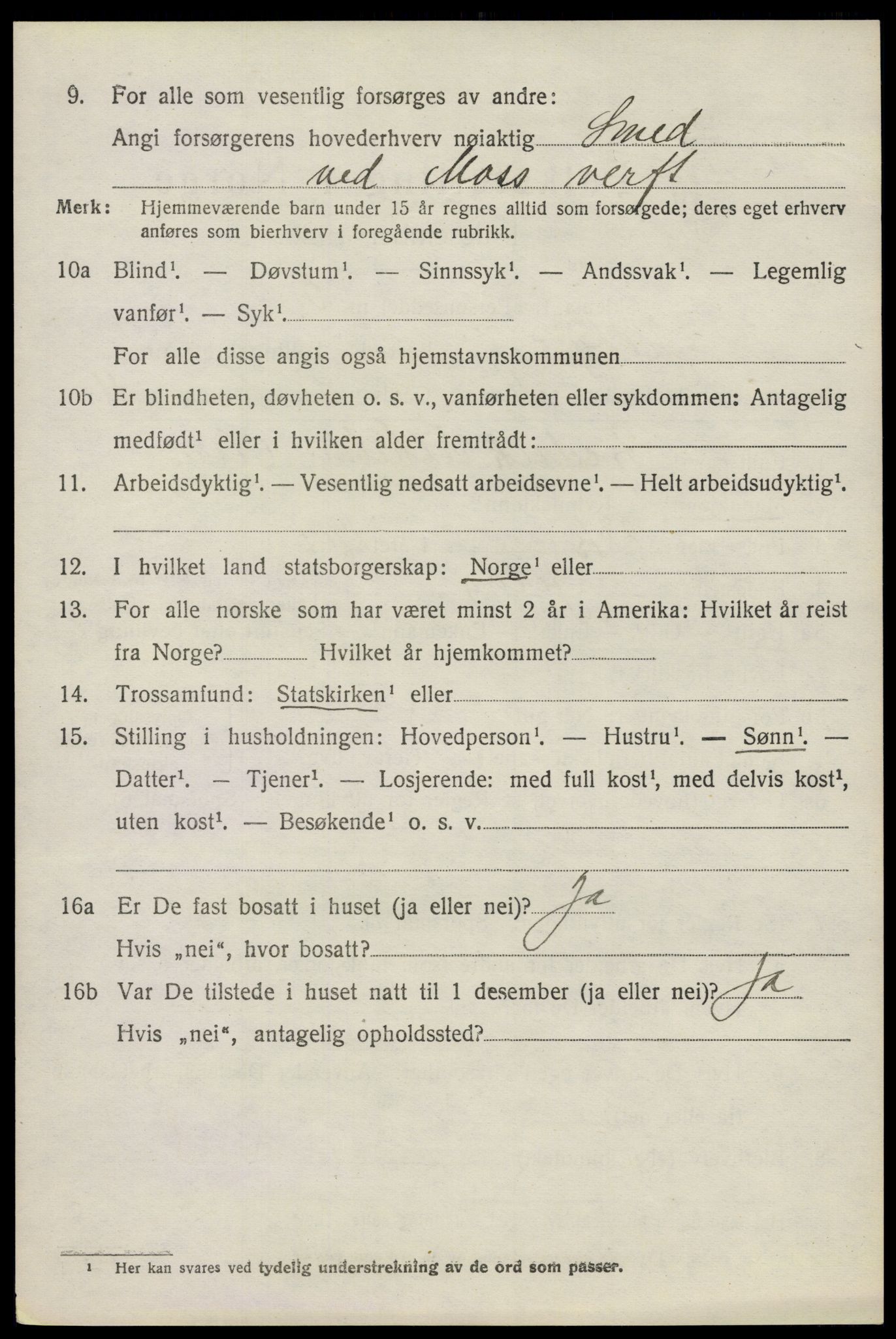 SAO, 1920 census for Moss land district, 1920, p. 3770