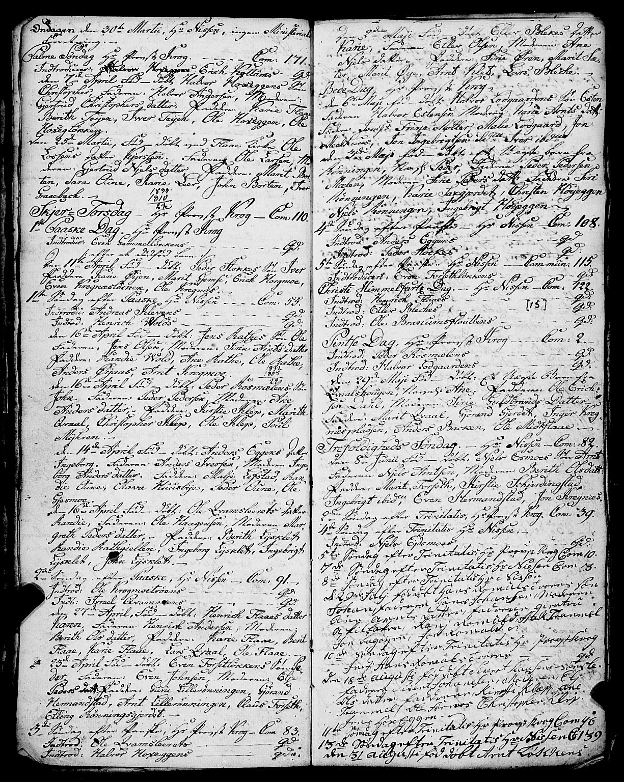 Ministerialprotokoller, klokkerbøker og fødselsregistre - Sør-Trøndelag, SAT/A-1456/691/L1091: Parish register (copy) no. 691C02, 1802-1815, p. 15