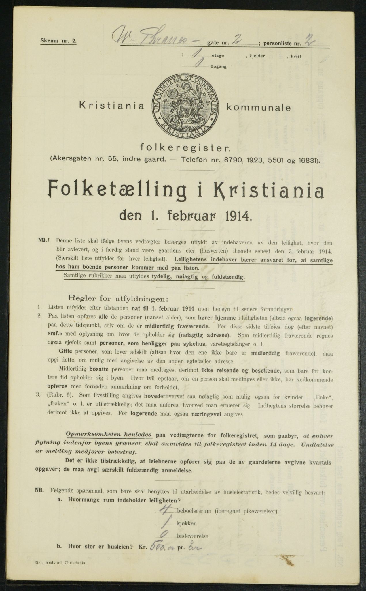 OBA, Municipal Census 1914 for Kristiania, 1914, p. 127288