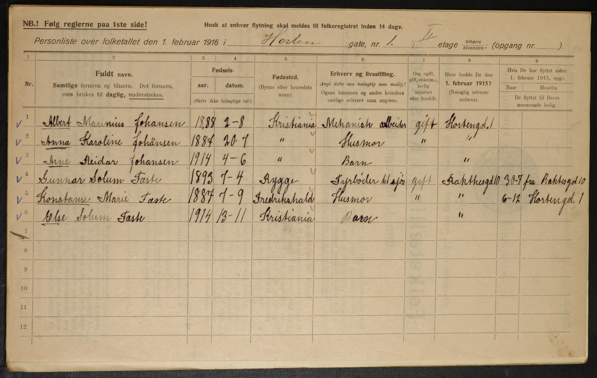 OBA, Municipal Census 1916 for Kristiania, 1916, p. 42047