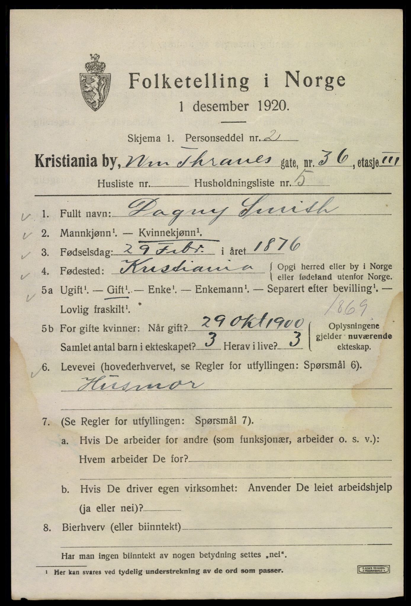 SAO, 1920 census for Kristiania, 1920, p. 647161