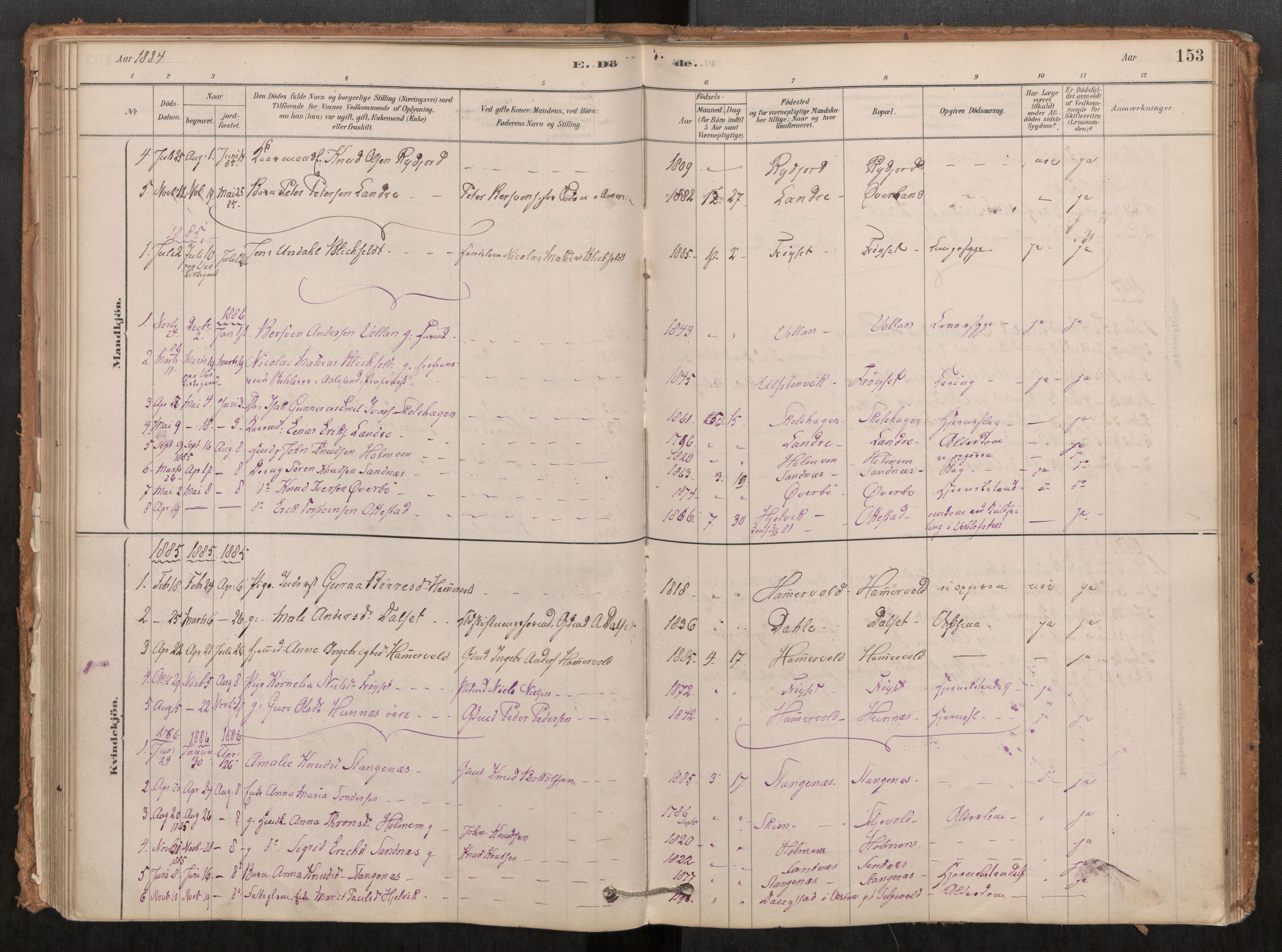 Ministerialprotokoller, klokkerbøker og fødselsregistre - Møre og Romsdal, AV/SAT-A-1454/548/L0615: Parish register (official) no. 548A02, 1878-1906, p. 153