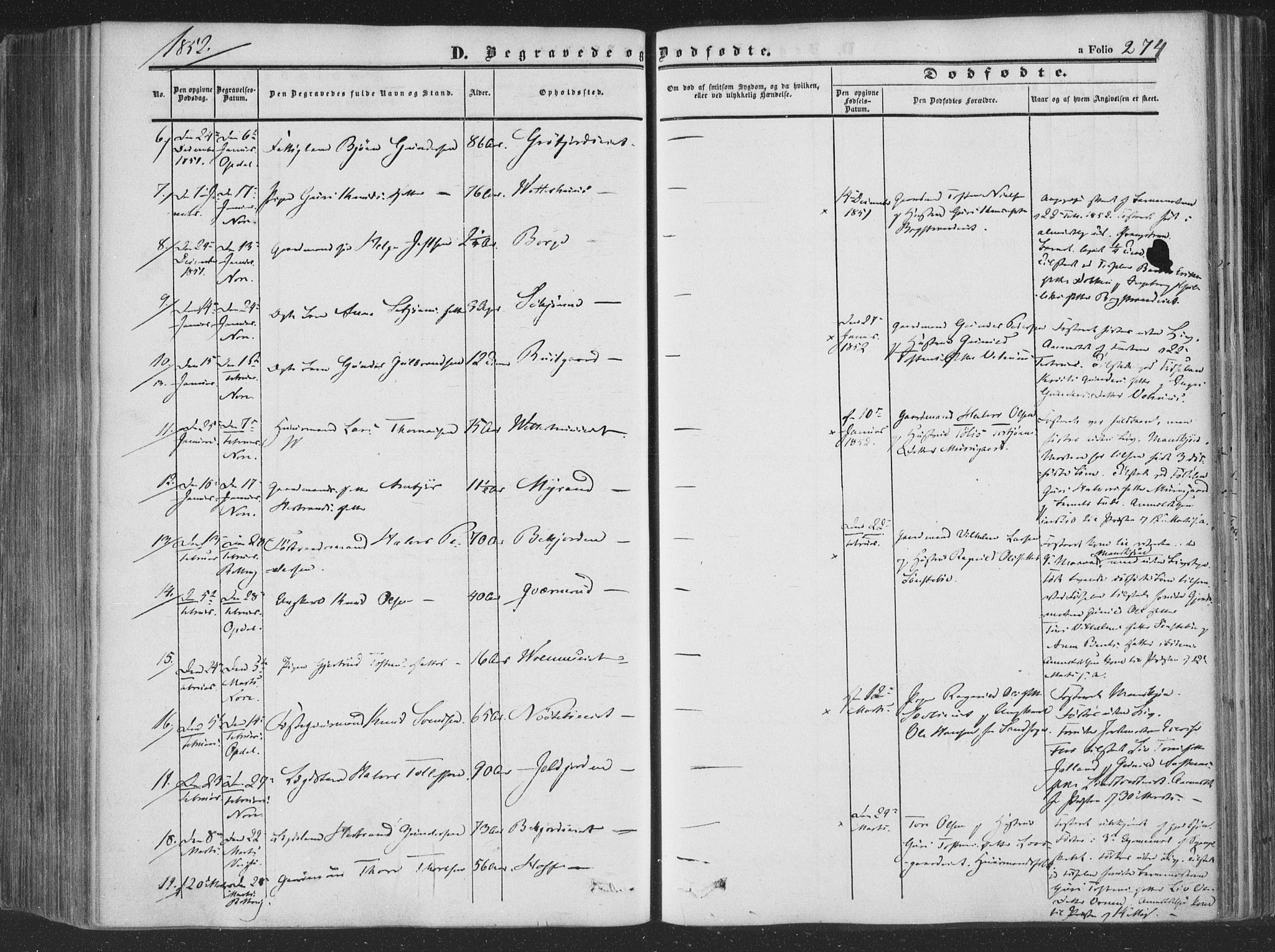 Rollag kirkebøker, SAKO/A-240/F/Fa/L0008: Parish register (official) no. I 8, 1847-1860, p. 274