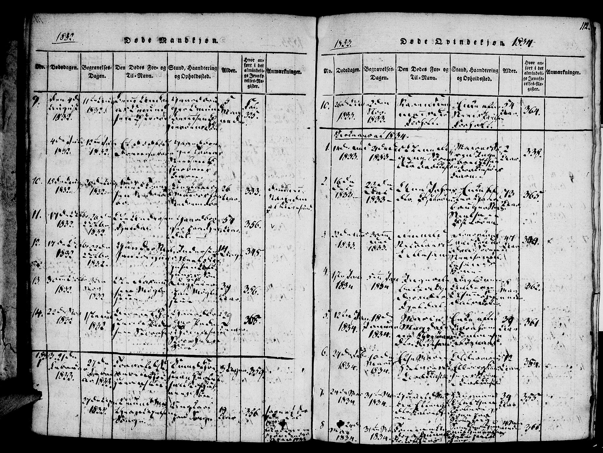 Vestre Moland sokneprestkontor, SAK/1111-0046/F/Fa/Fab/L0003: Parish register (official) no. A 3, 1816-1843, p. 112