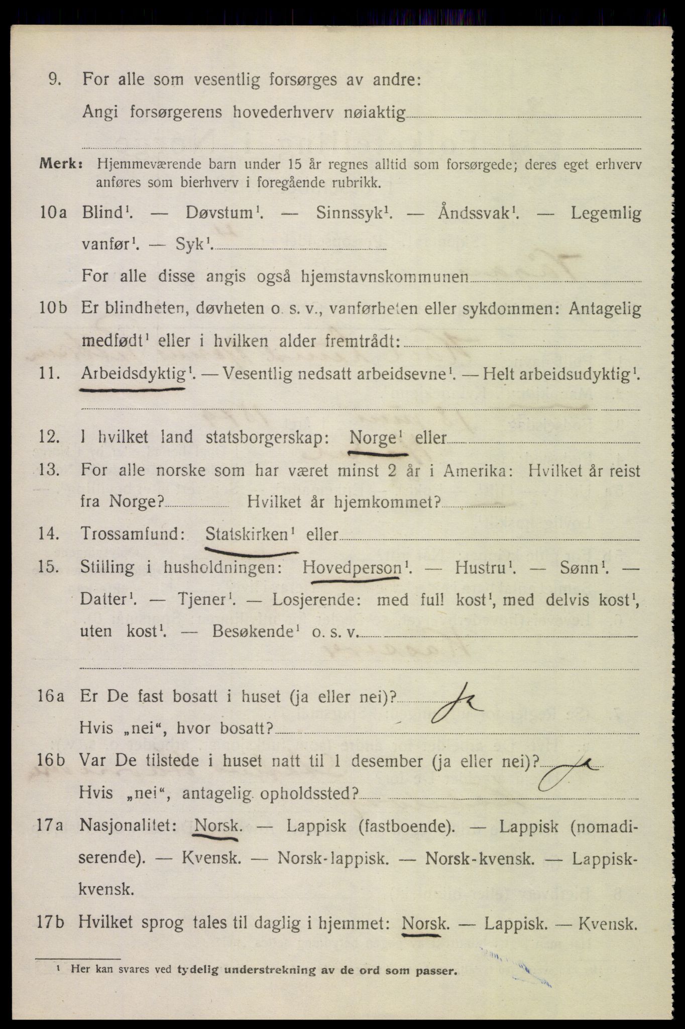 SAT, 1920 census for Vågan, 1920, p. 5412