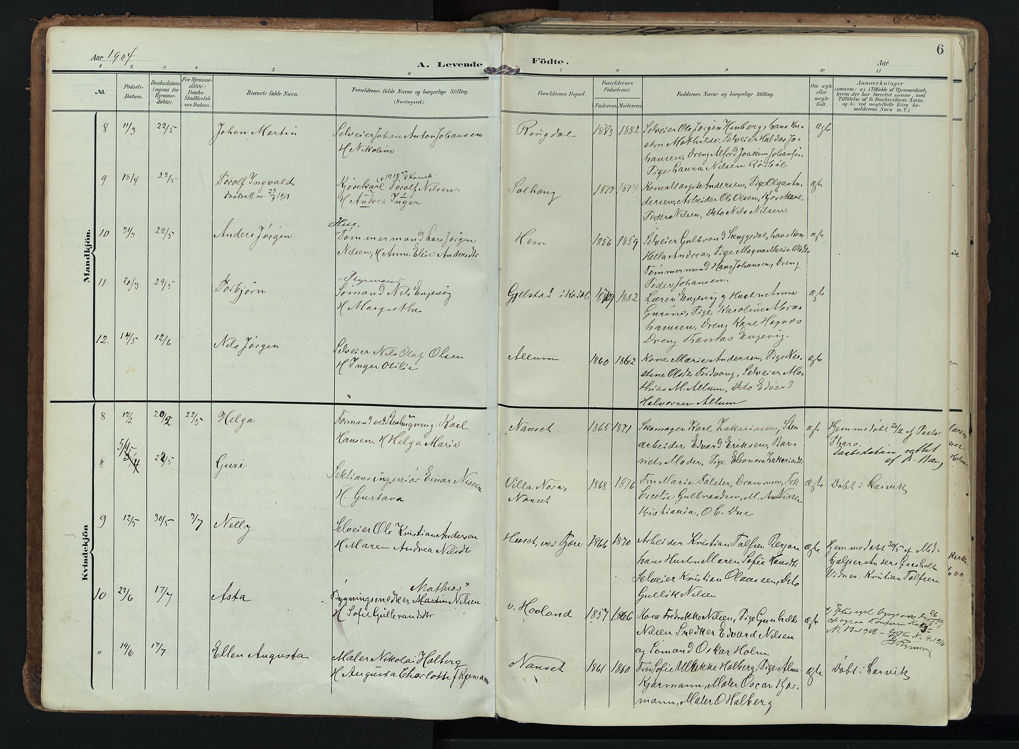 Hedrum kirkebøker, AV/SAKO-A-344/F/Fa/L0010: Parish register (official) no. I 10, 1904-1918, p. 6