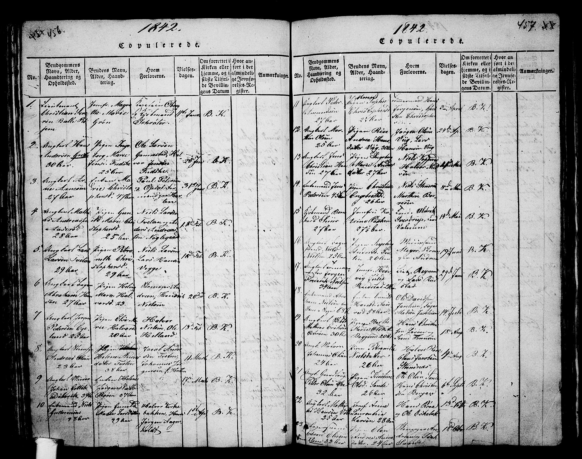 Borre kirkebøker, SAKO/A-338/G/Ga/L0001: Parish register (copy) no. I 1, 1815-1851, p. 456-457