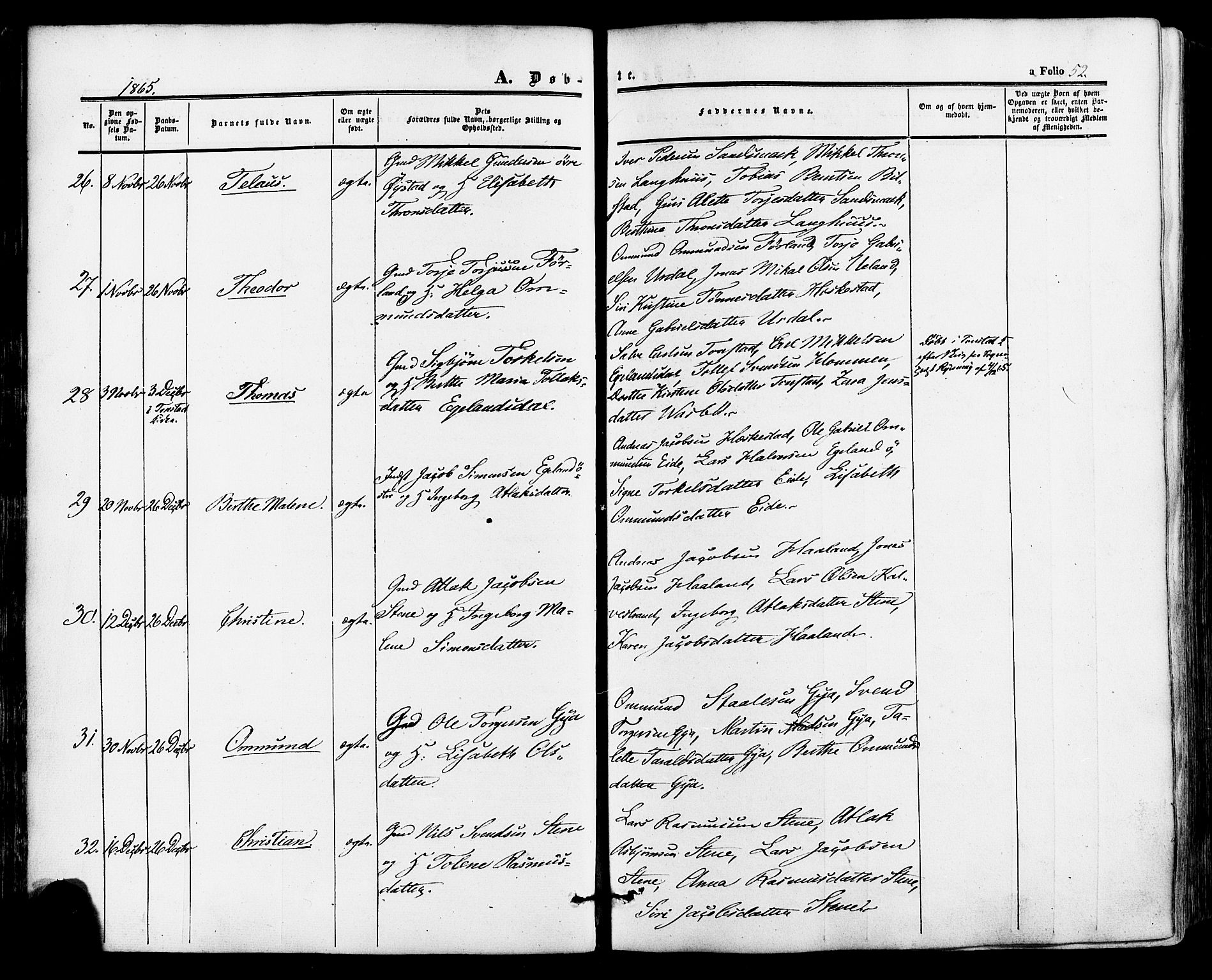 Lund sokneprestkontor, AV/SAST-A-101809/S06/L0010: Parish register (official) no. A 9, 1854-1886, p. 52