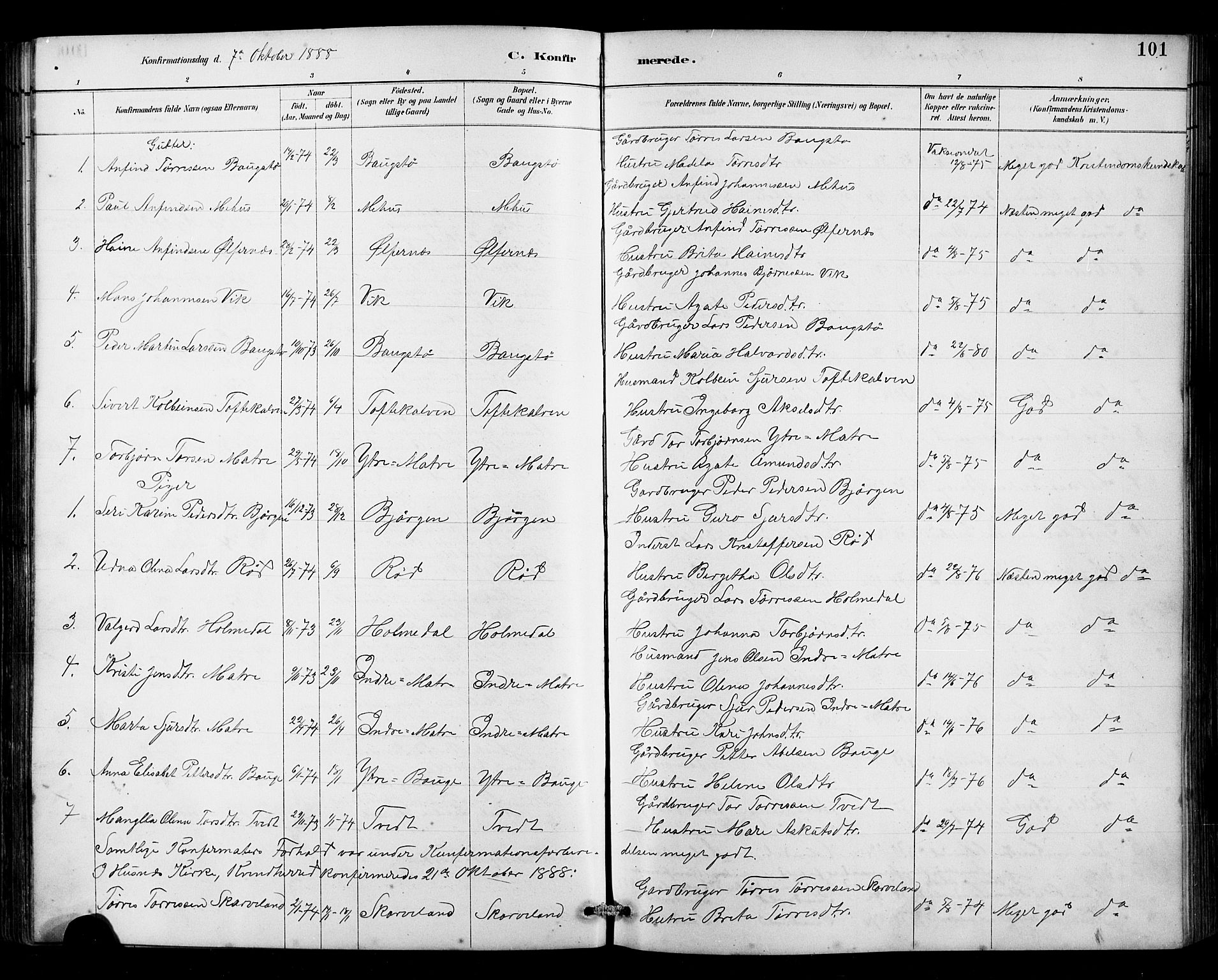 Husnes Sokneprestembete, AV/SAB-A-75901/H/Hab: Parish register (copy) no. B 2, 1884-1914, p. 101