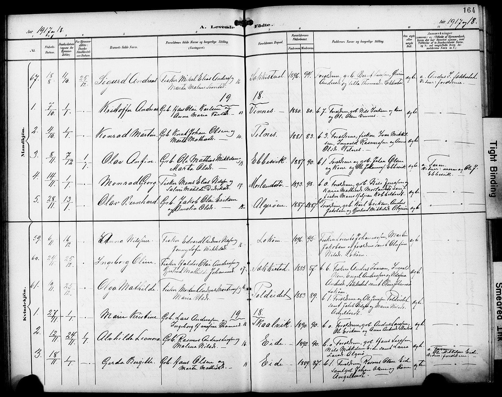 Fjell sokneprestembete, SAB/A-75301/H/Hab: Parish register (copy) no. A 5, 1899-1918, p. 164