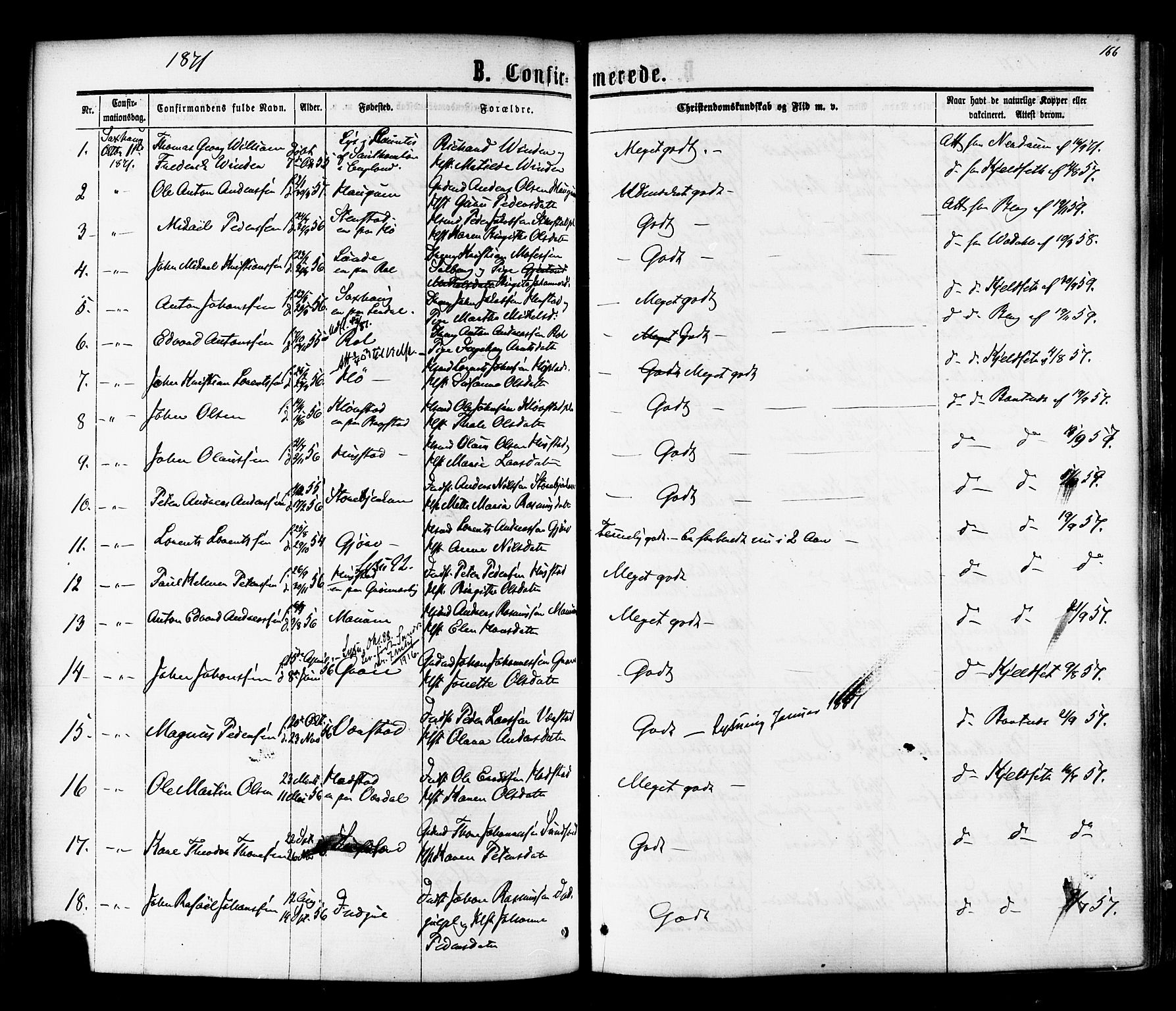 Ministerialprotokoller, klokkerbøker og fødselsregistre - Nord-Trøndelag, SAT/A-1458/730/L0284: Parish register (official) no. 730A09, 1866-1878, p. 166