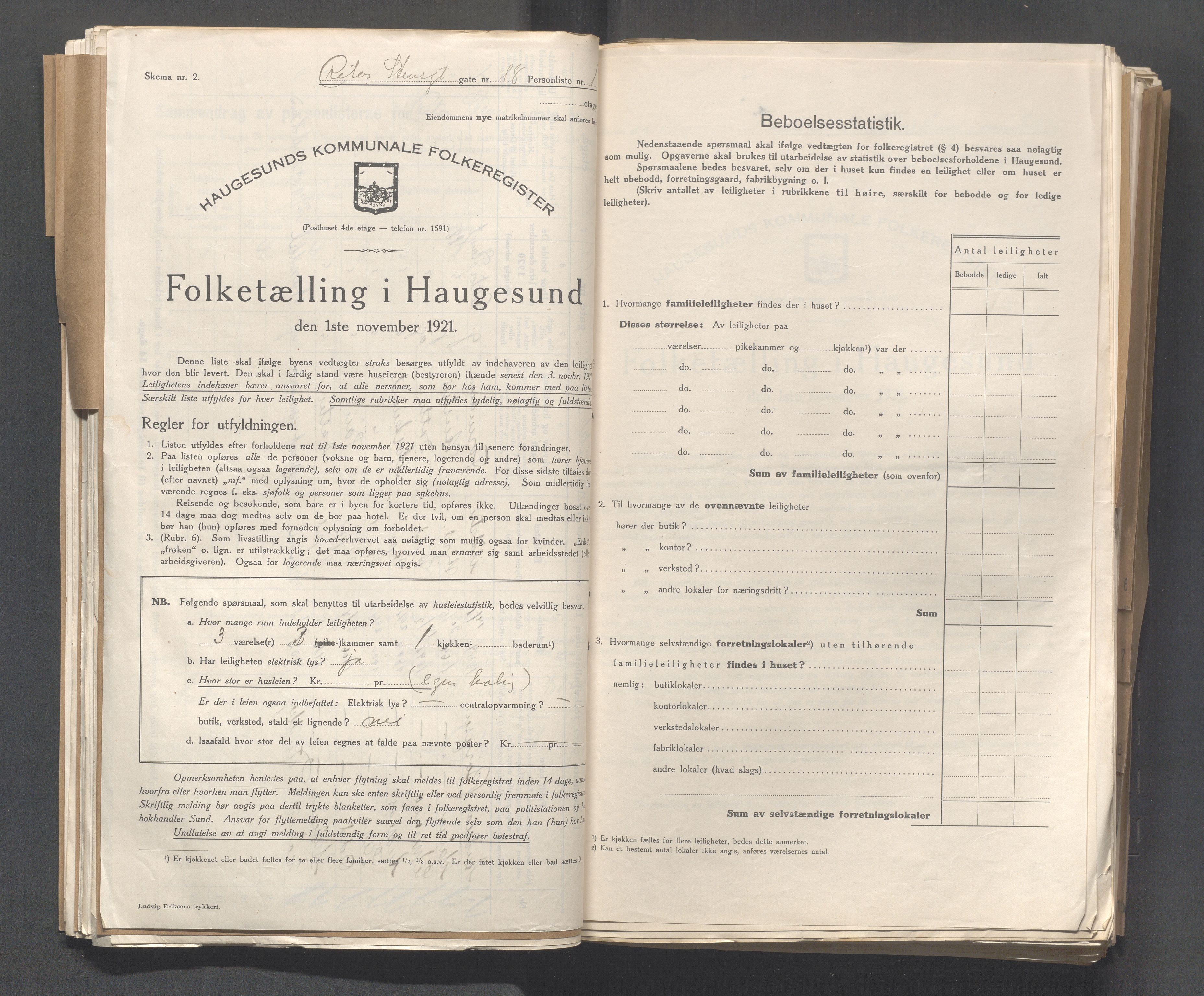 IKAR, Local census 1.11.1921 for Haugesund, 1921, p. 3259