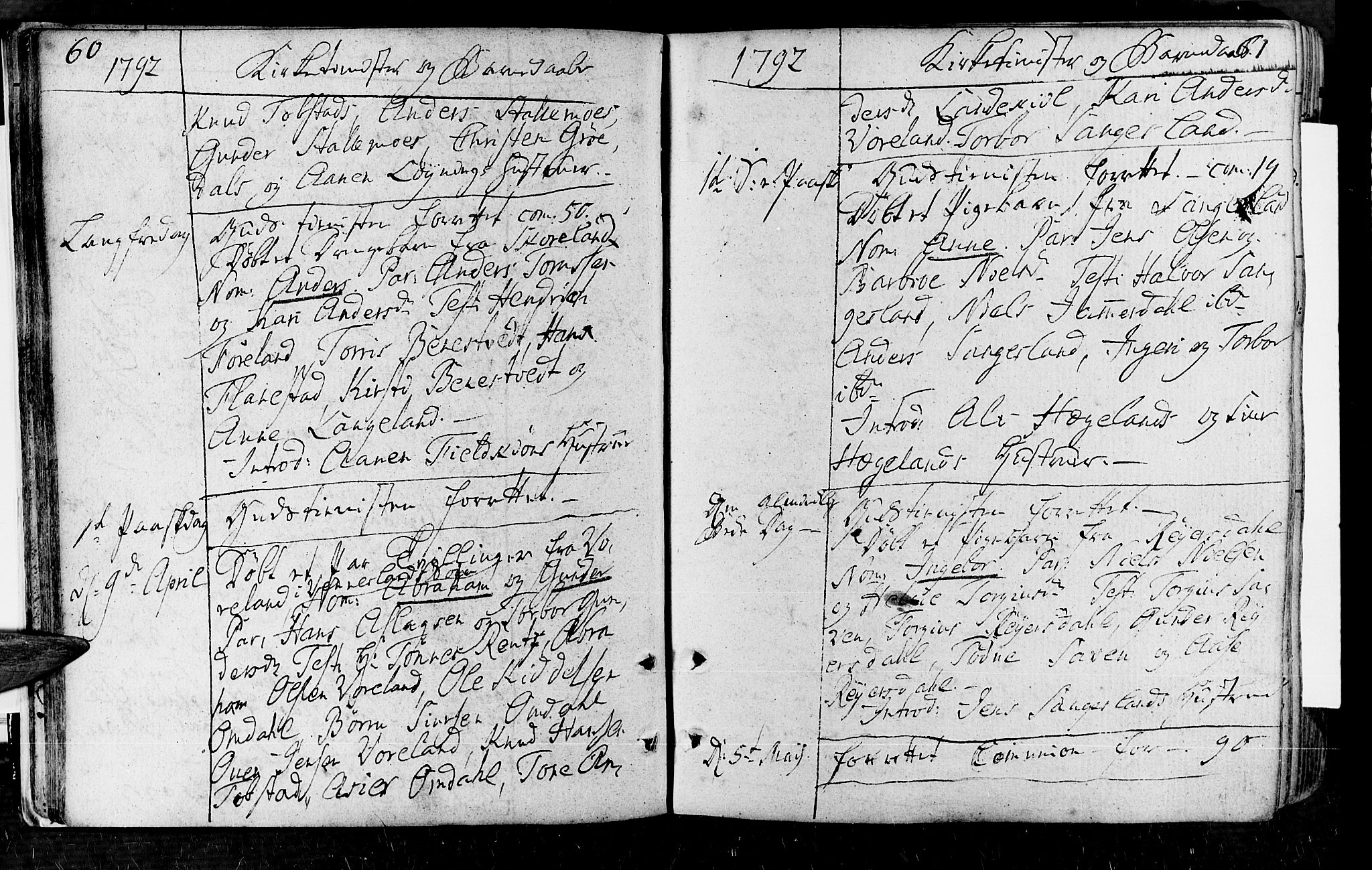 Vennesla sokneprestkontor, AV/SAK-1111-0045/Fa/Fac/L0002: Parish register (official) no. A 2, 1785-1834, p. 60-61