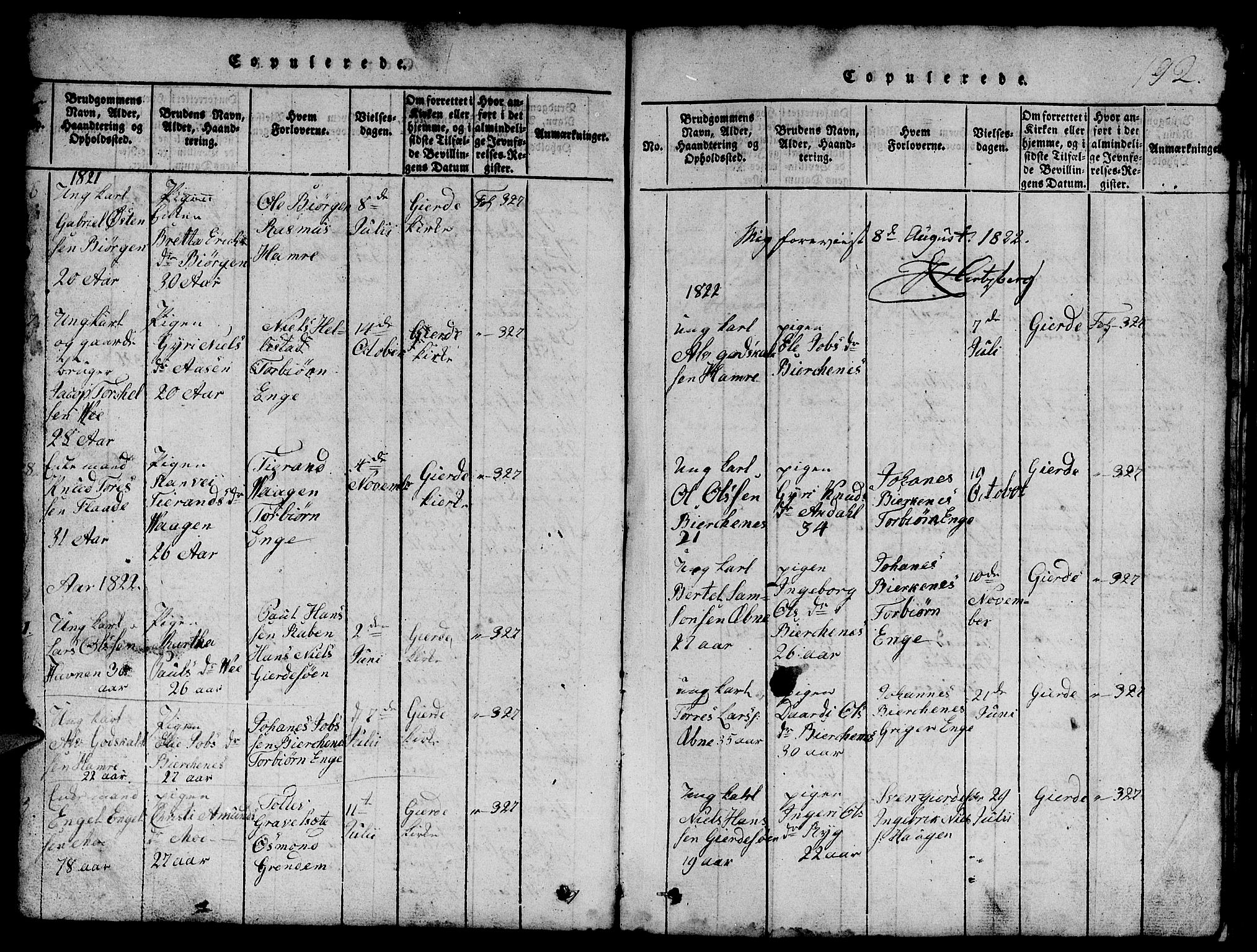 Etne sokneprestembete, SAB/A-75001/H/Hab: Parish register (copy) no. B 1, 1815-1850, p. 192