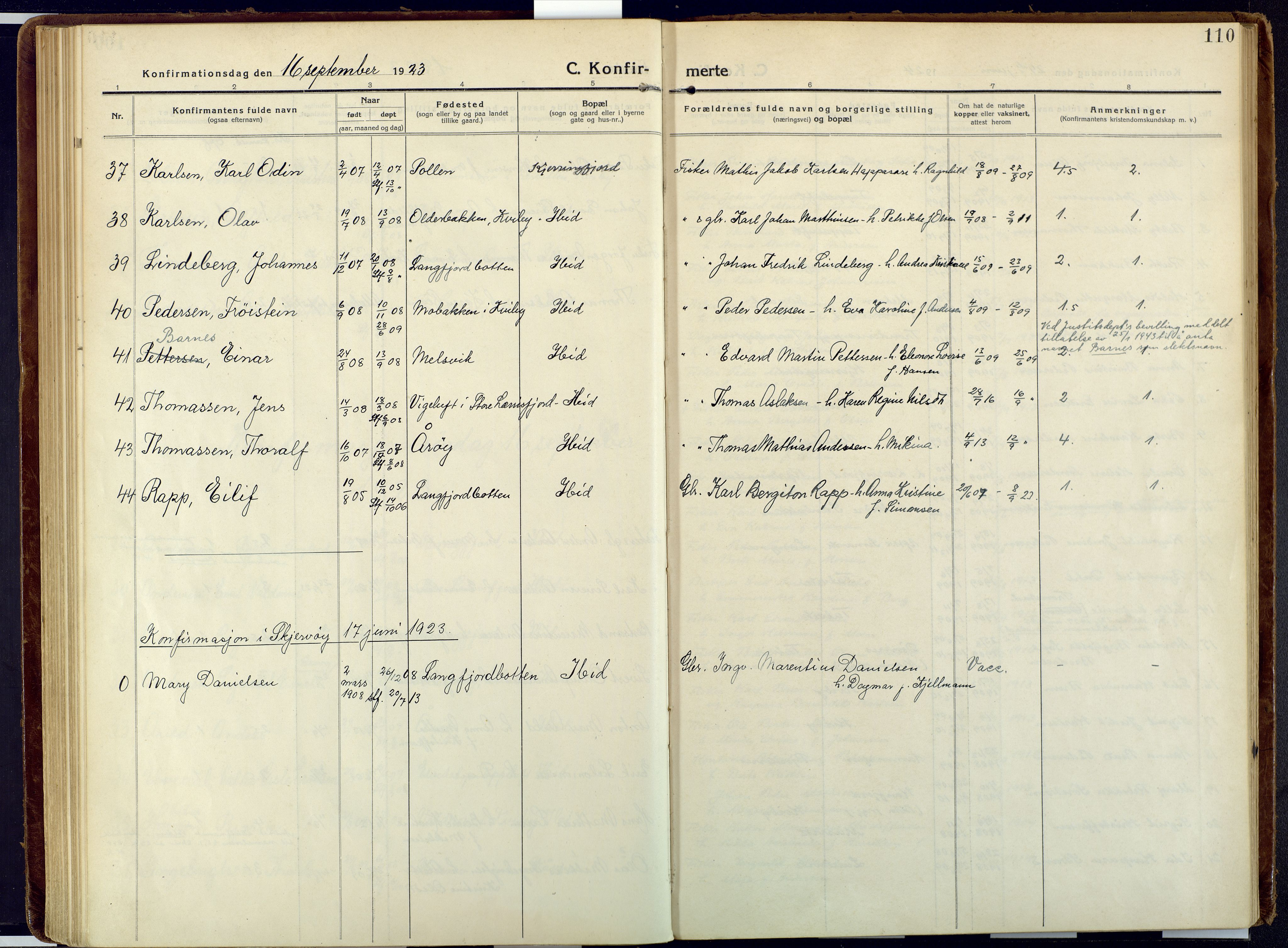 Talvik sokneprestkontor, SATØ/S-1337/H/Ha/L0018kirke: Parish register (official) no. 18, 1915-1924, p. 110